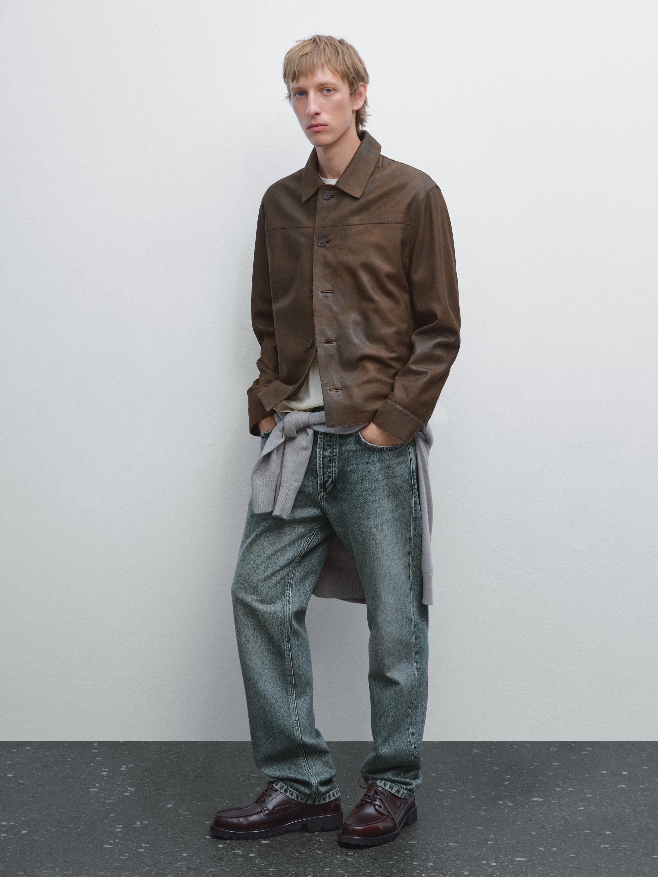 Suede finish sheepskin jacket