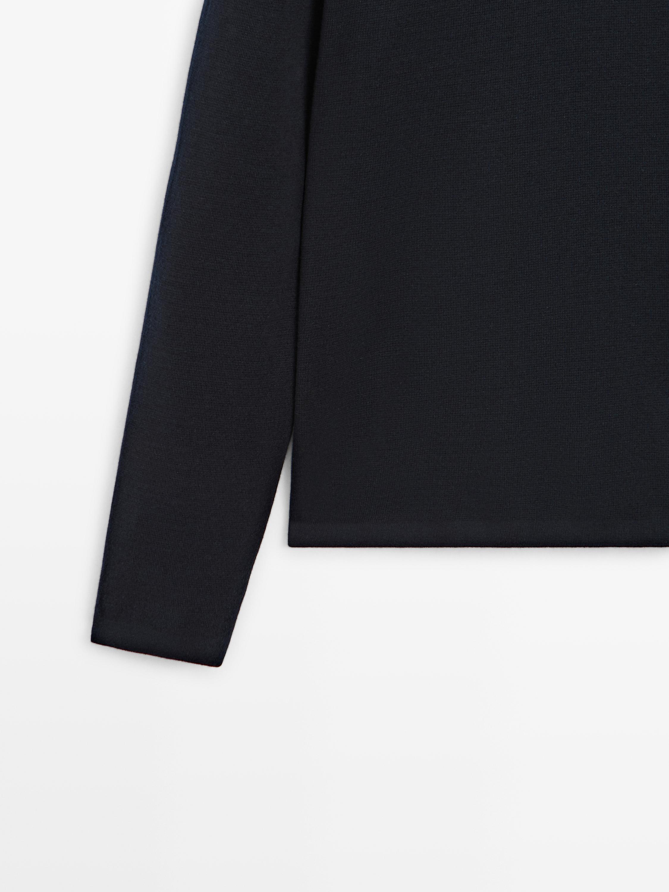 Wool and cotton knit polo sweater