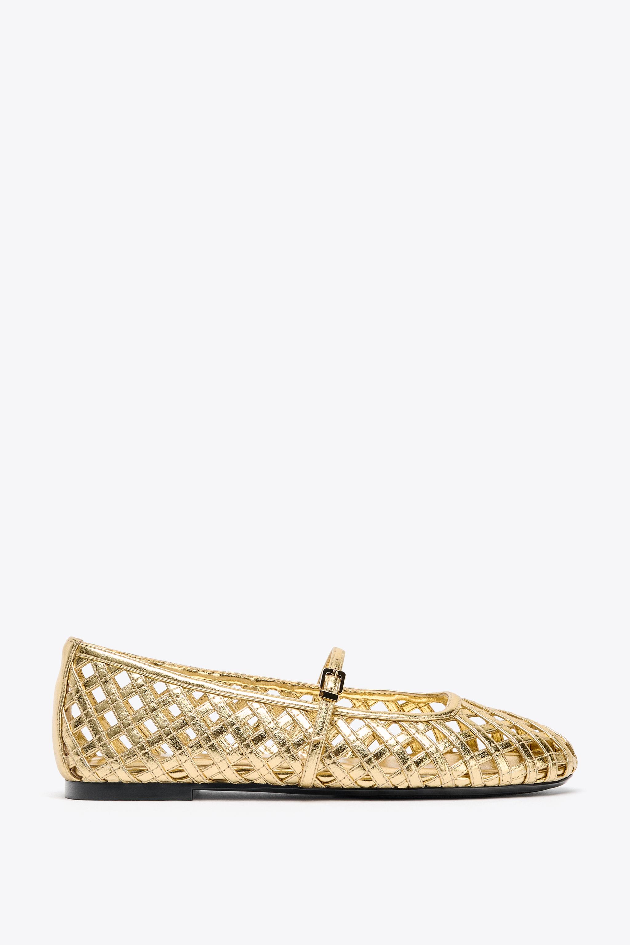 METALLIC EFFECT MESH BALLET FLATS