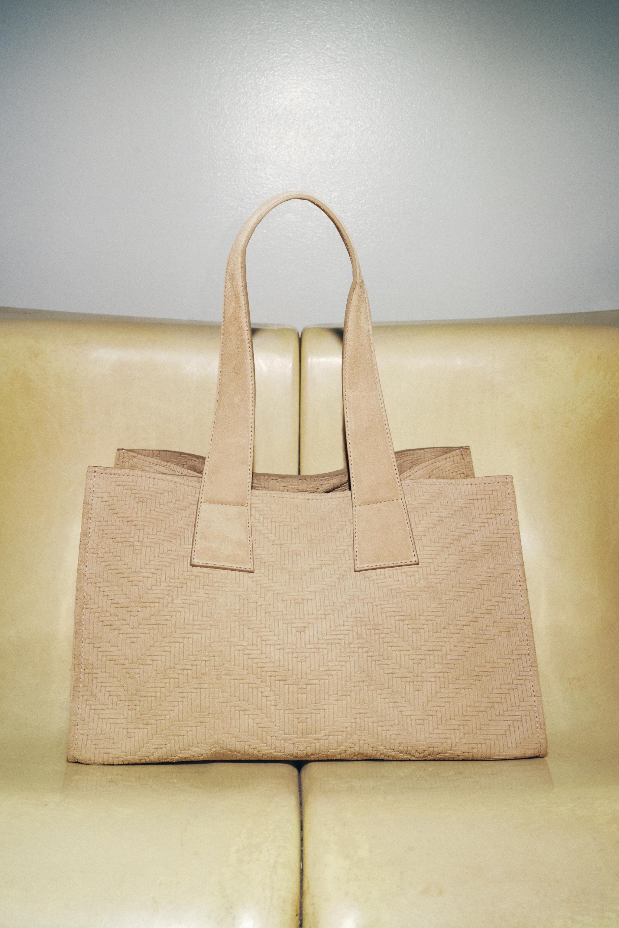 BRAIDED SPLIT LEATHER SHOPPER BAG