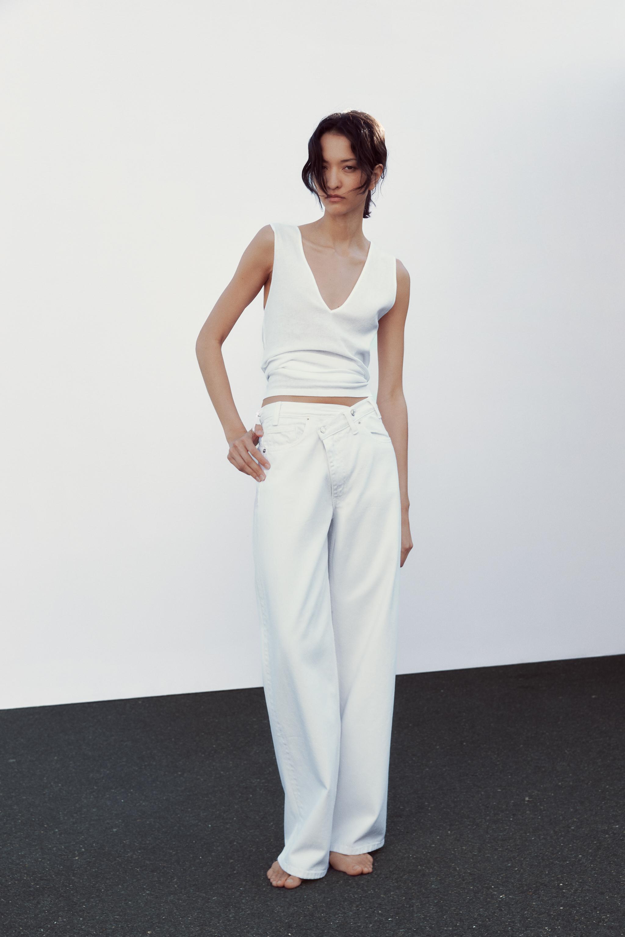 TRF HIGH-RISE WIDE LEG CROSSOVER WAIST JEANS