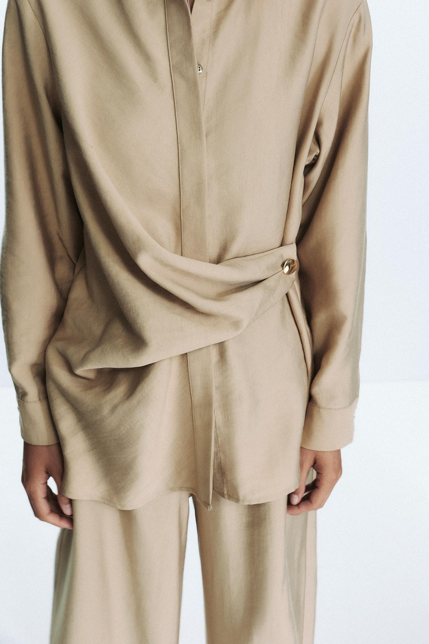 GOLD BUTTON WRAP SHIRT