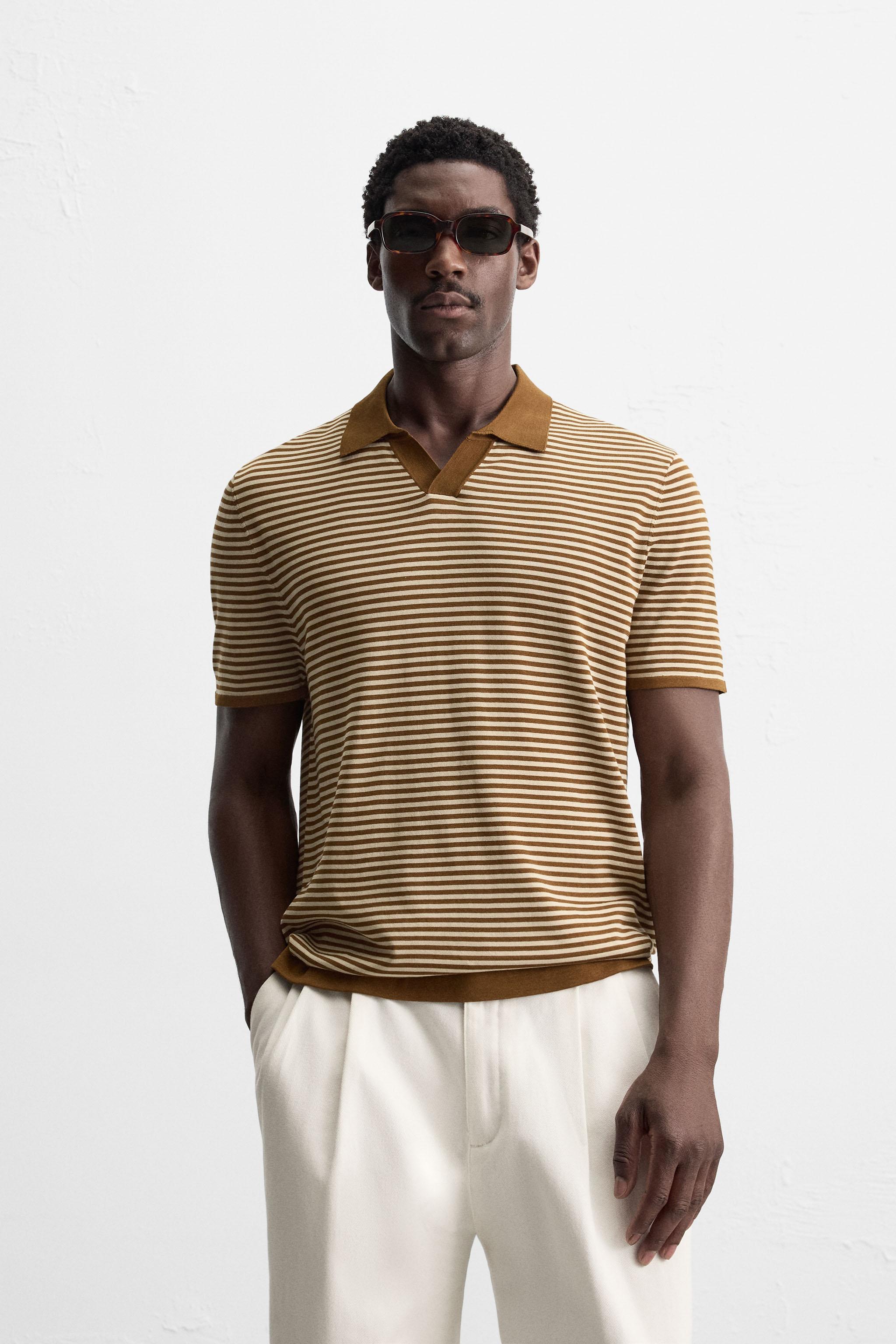 STRIPED KNIT POLO SHIRT