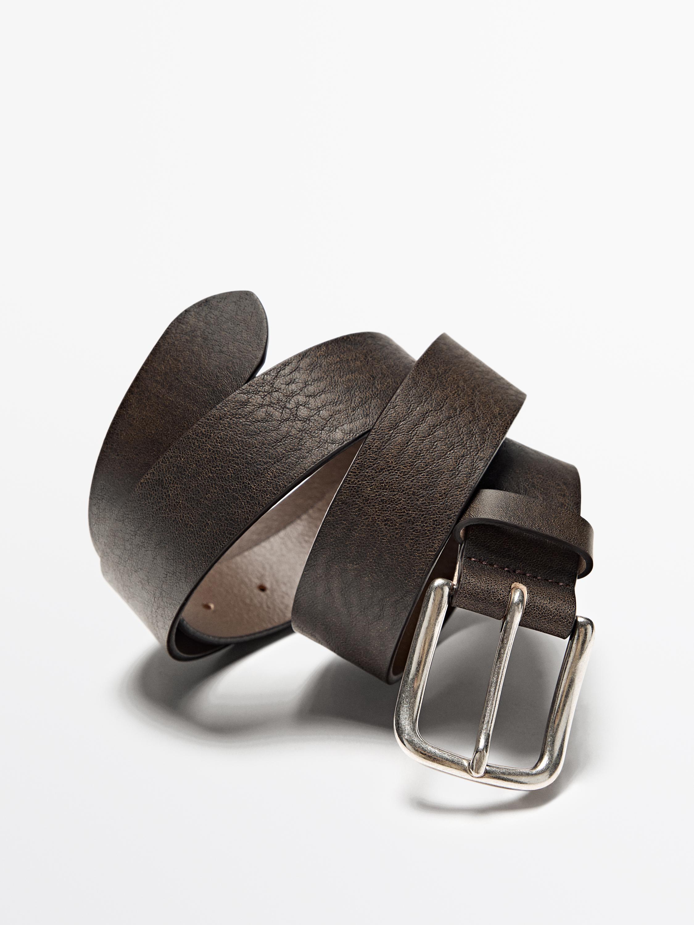 Distressed leather belt