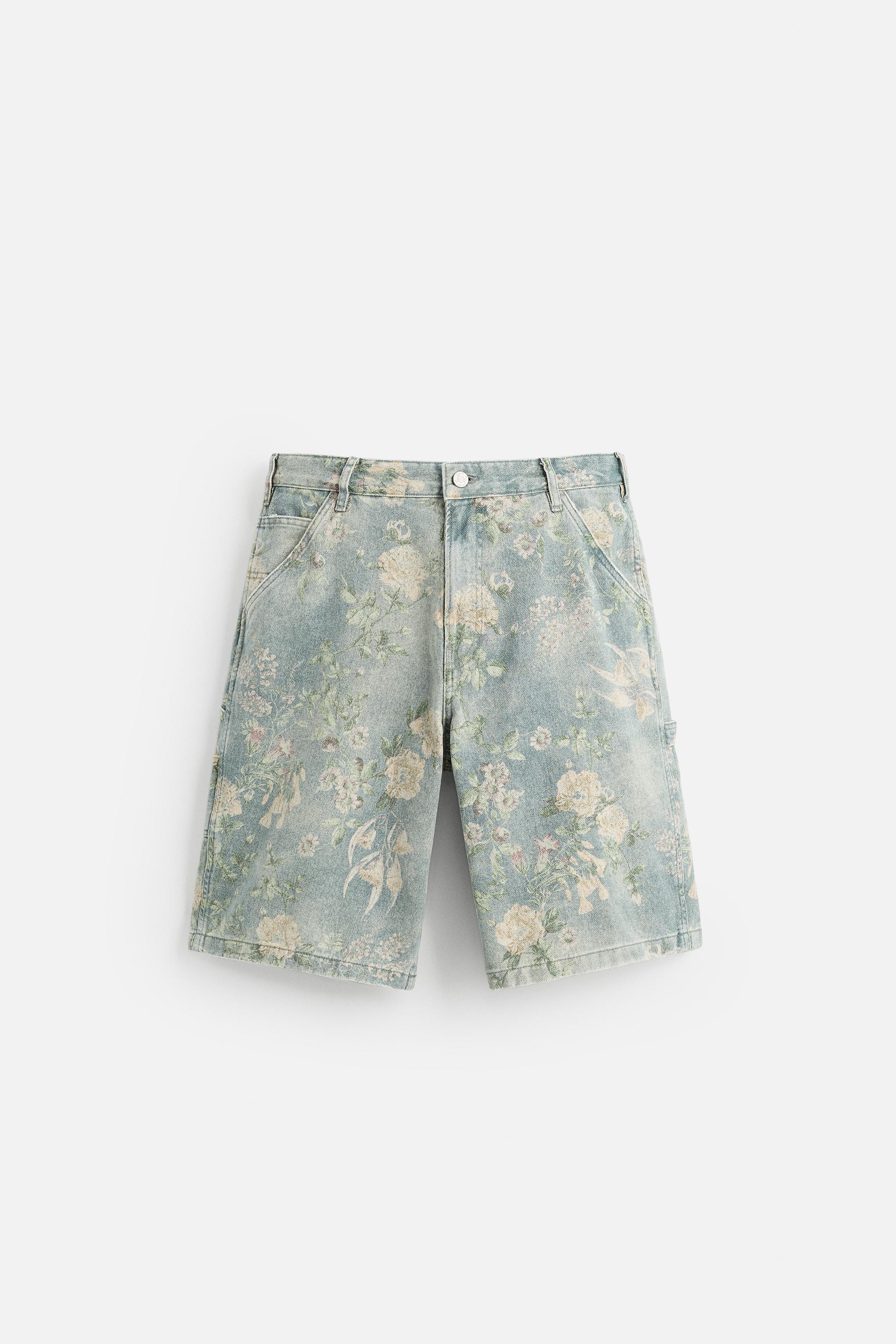 FLORAL PRINT CARPENTER POCKET BERMUDA SHORTS
