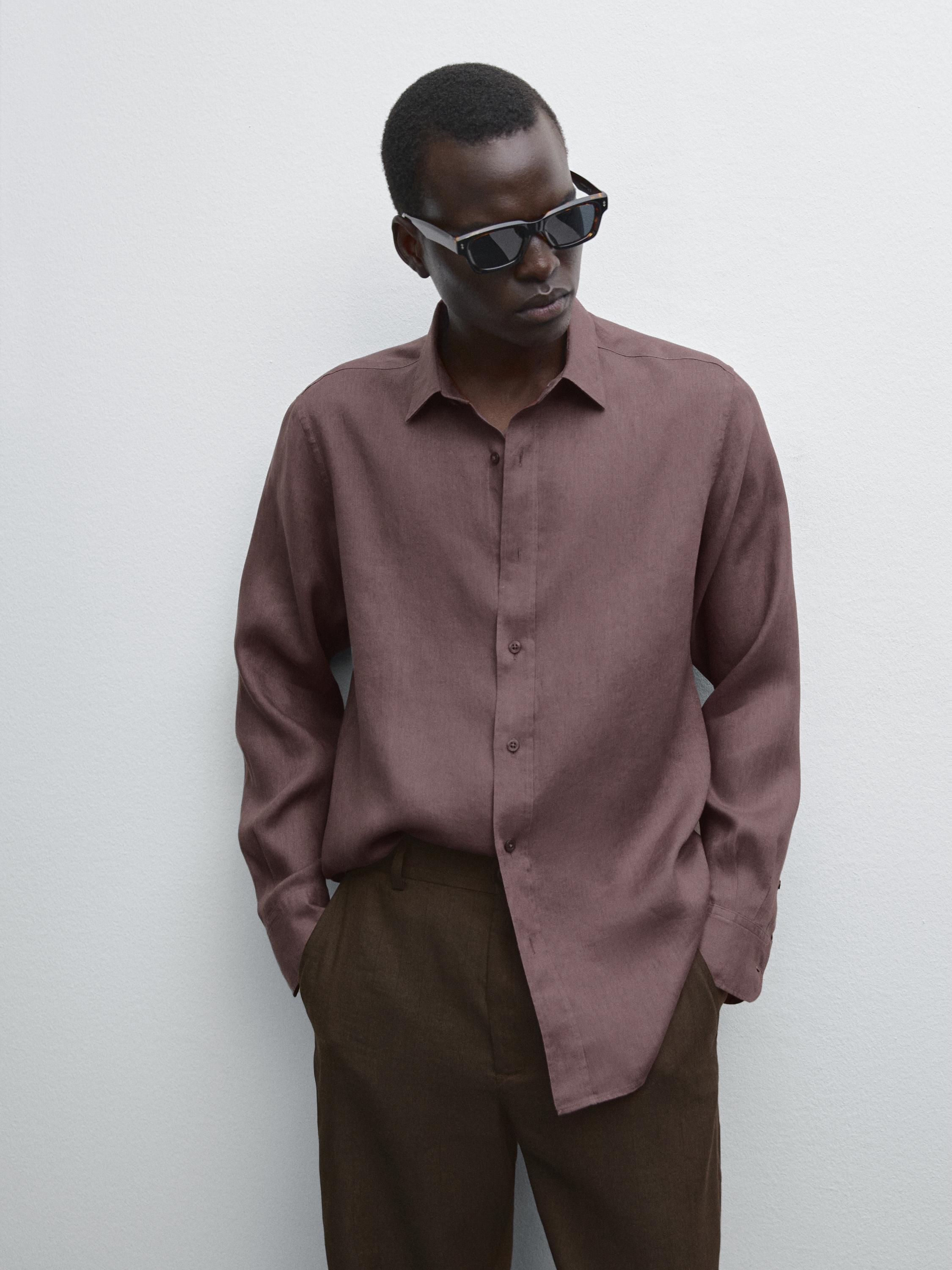 100% linen slim fit shirt