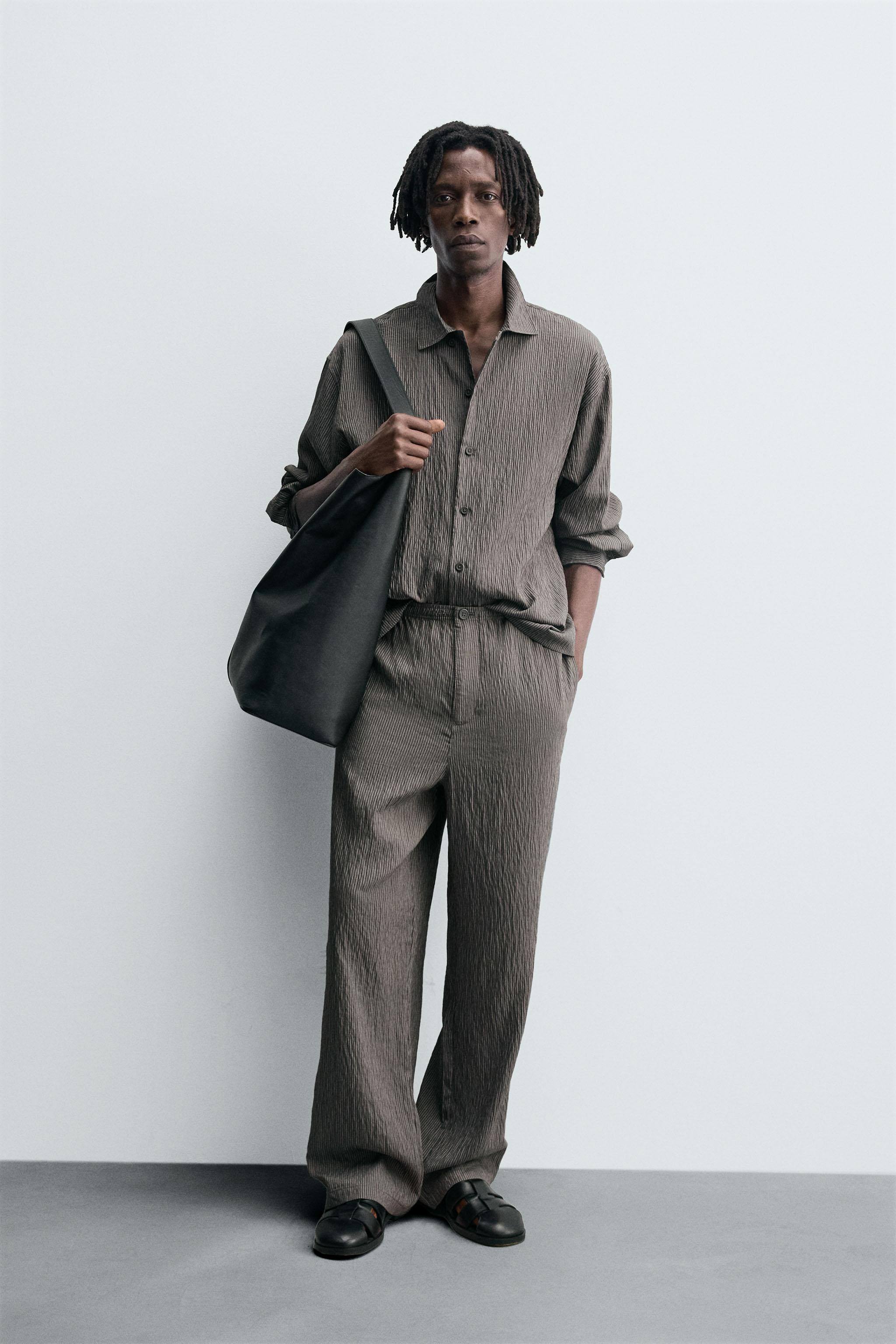 FLOWY WRINKLED EFFECT STRIPED SHIRT