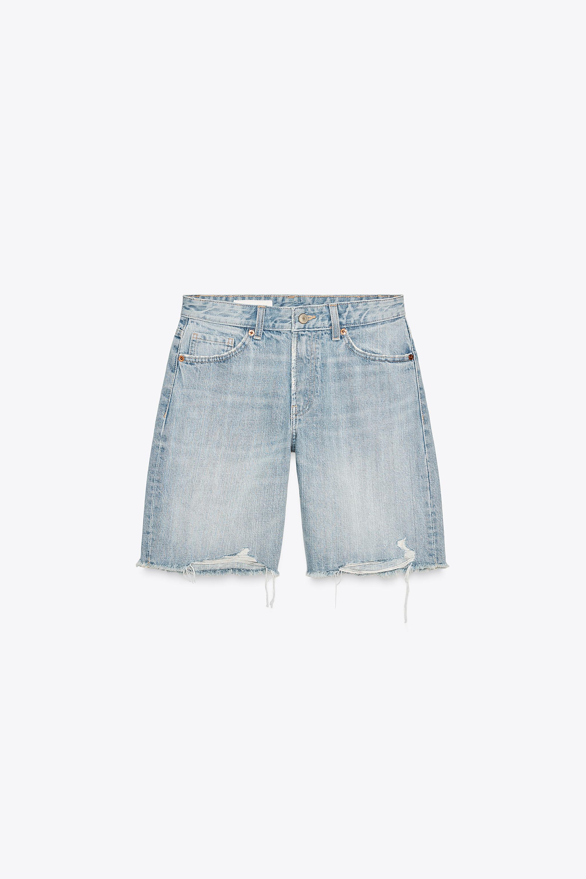 MID-RISE RIPPED TRF DENIM SHORTS