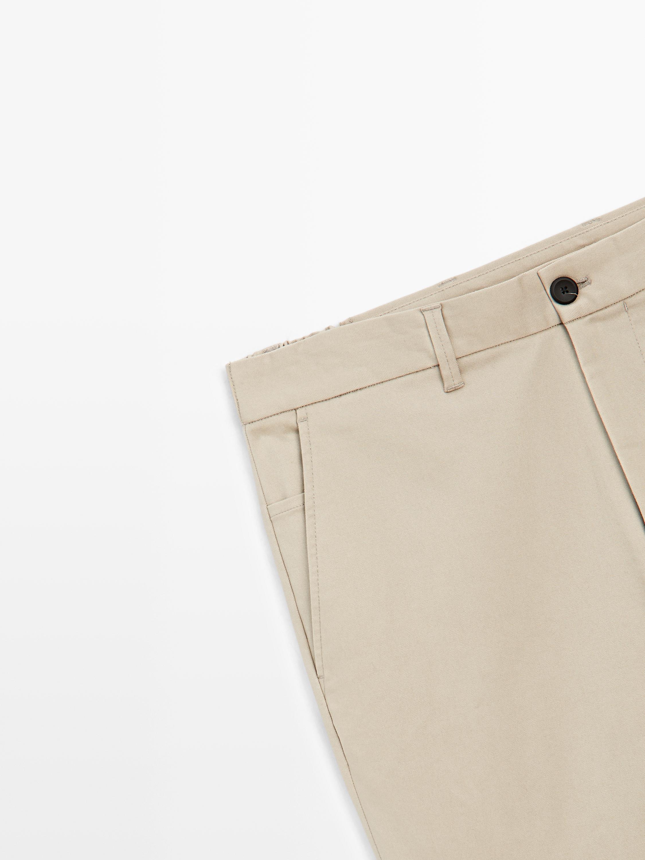 Cotton blend tapered fit trousers