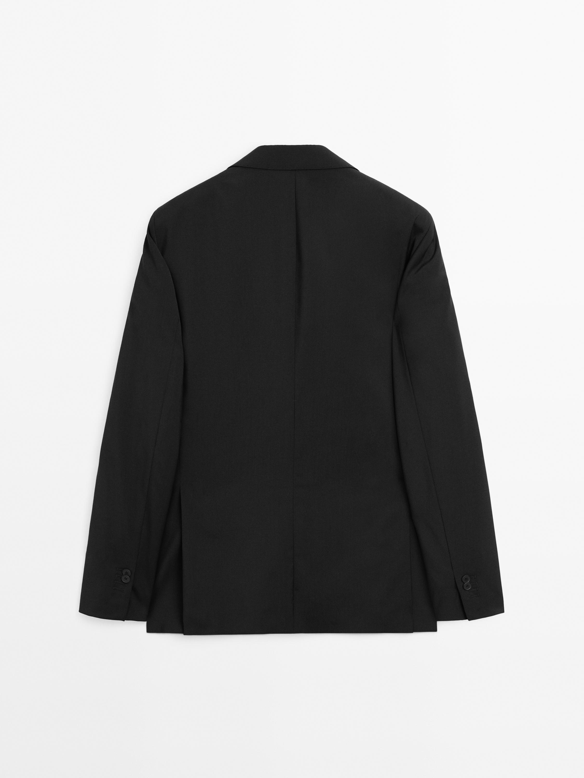 Plain 100% wool suit blazer