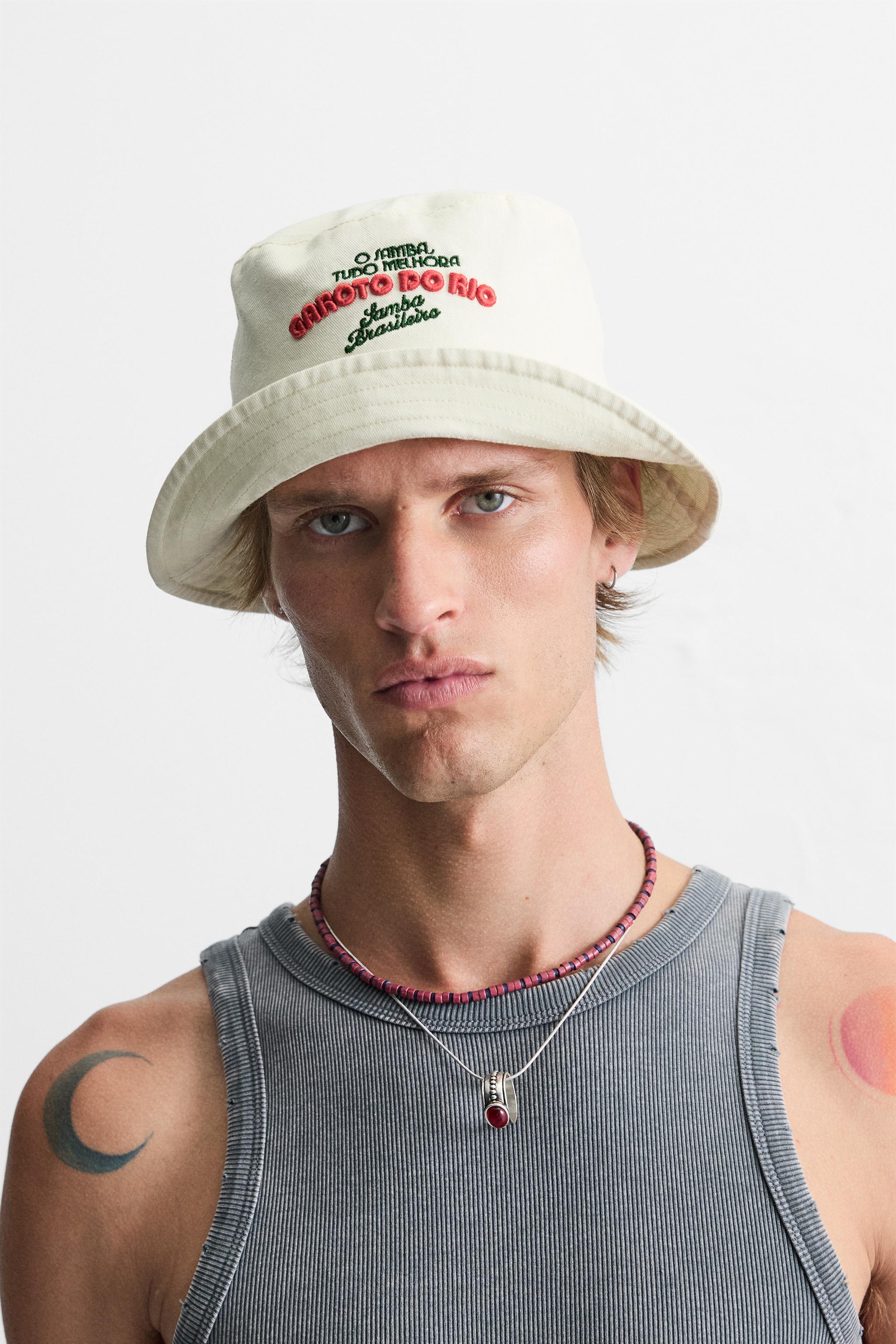 CONTRAST EMBROIDERY BUCKET HAT