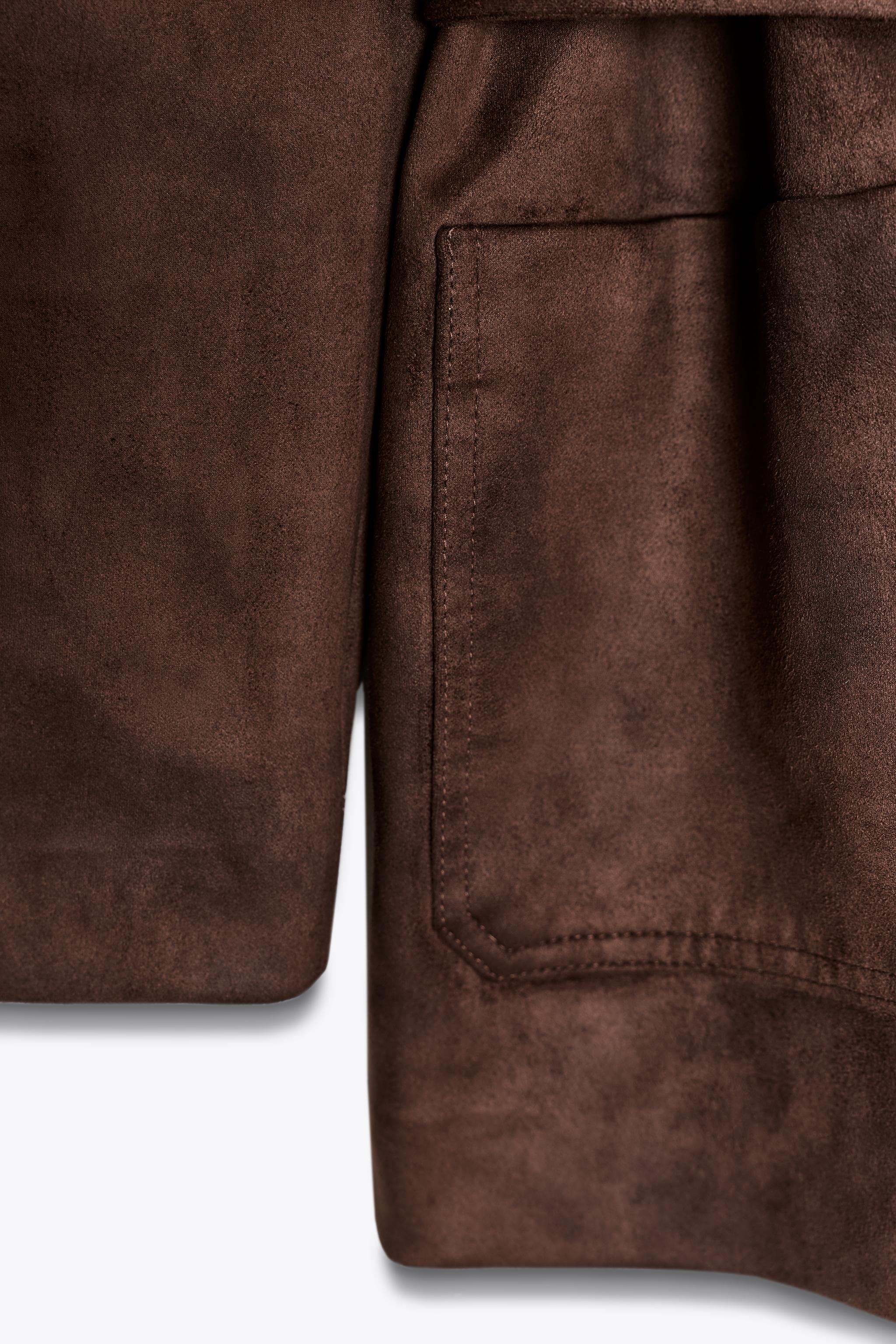 BELTED FAUX SUEDE JACKET