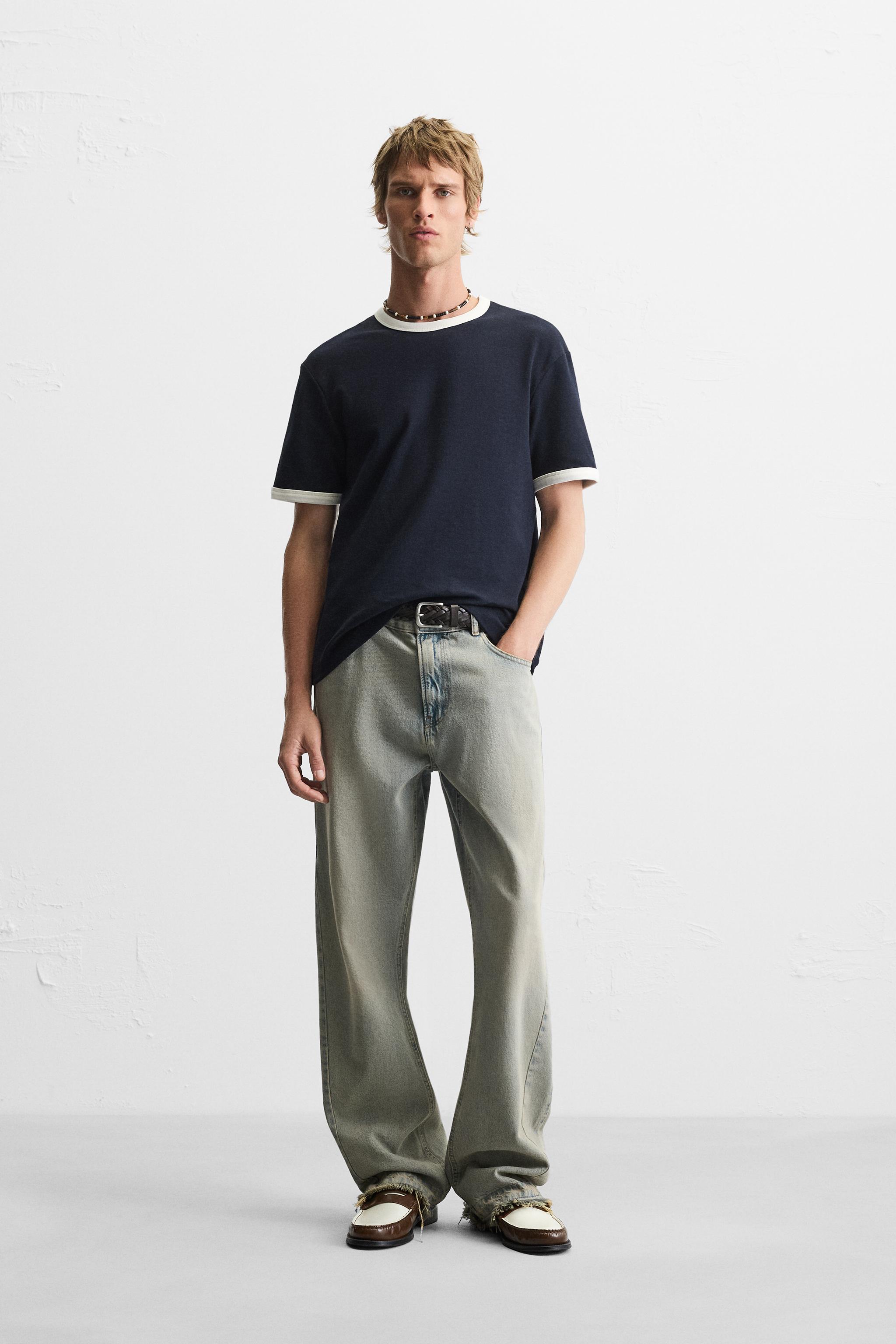 BASIC CONTRAST RIBBED T-SHIRT