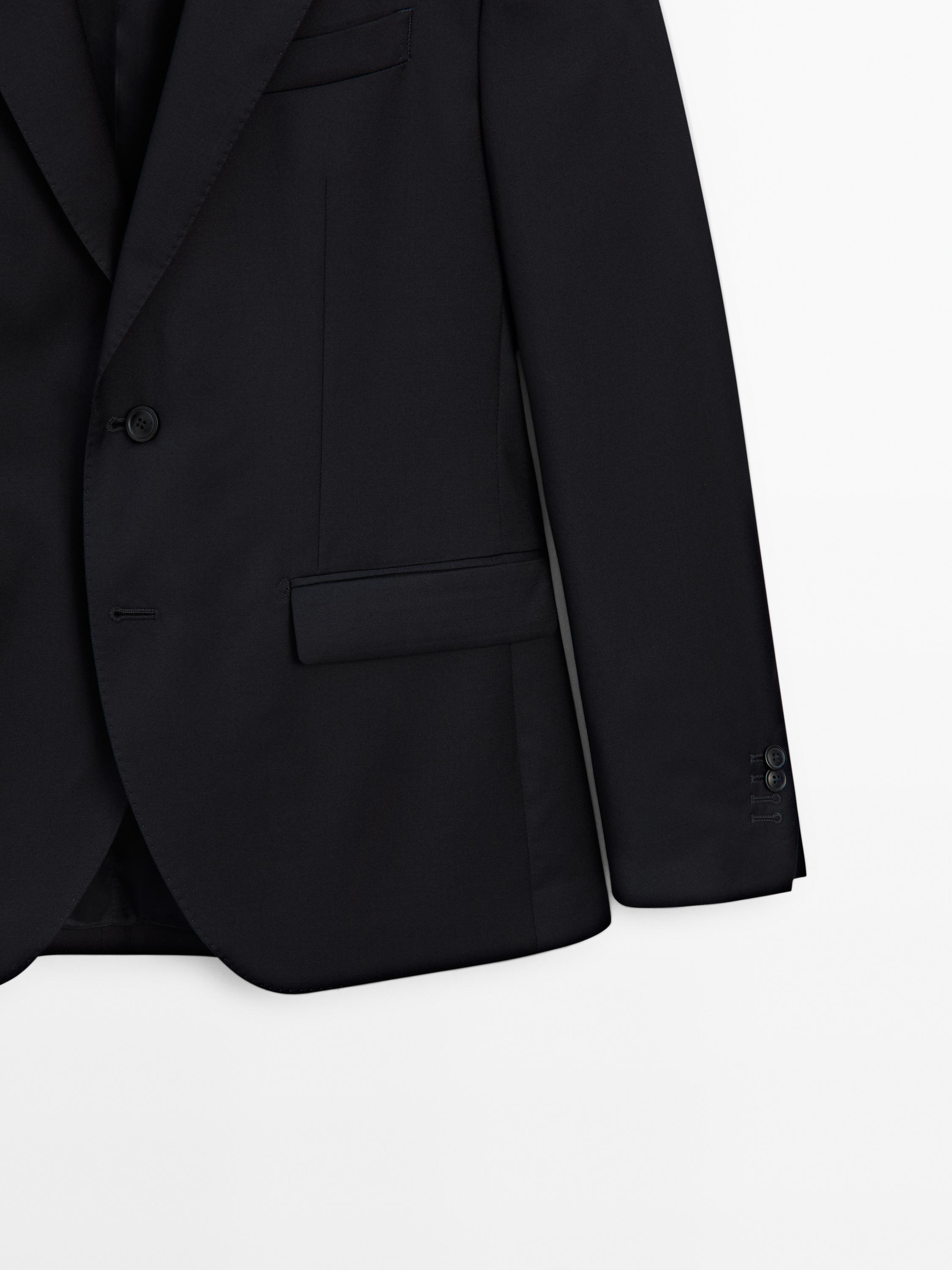 Plain 100% wool suit blazer