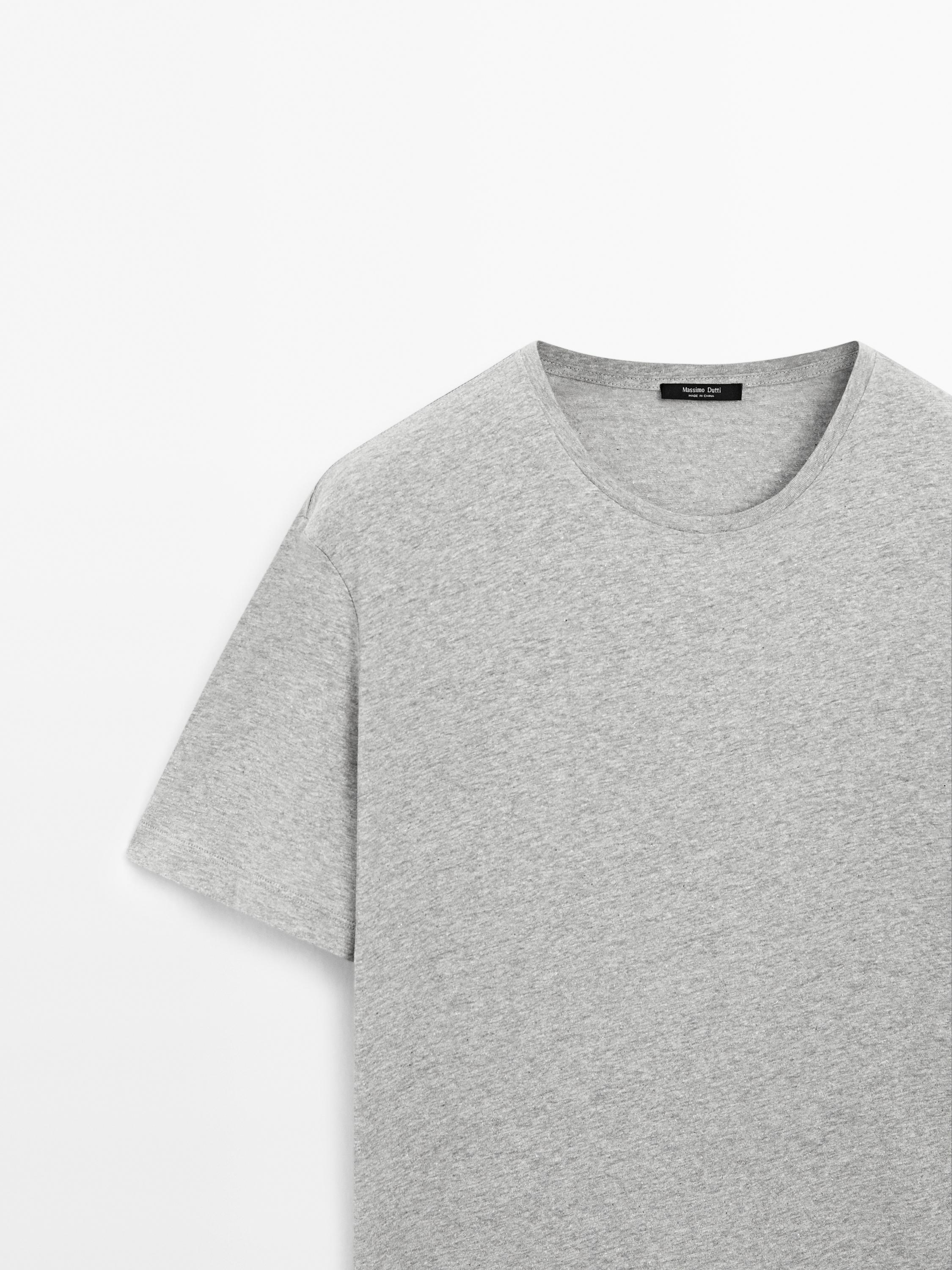 Melange cotton and linen t-shirt