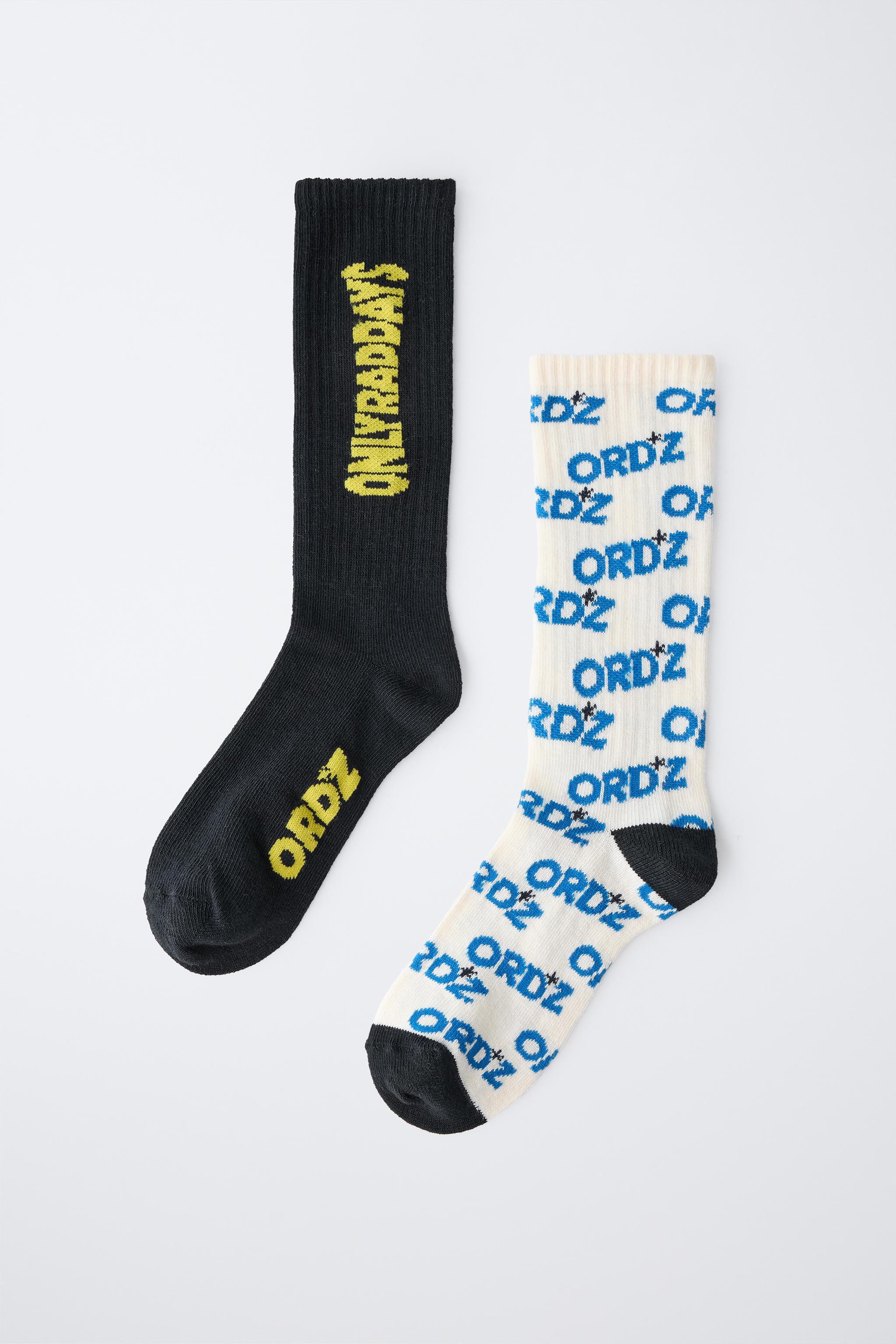 4-14 YEARS/ TWO-PACK OF TEXT LONG SOCKS
