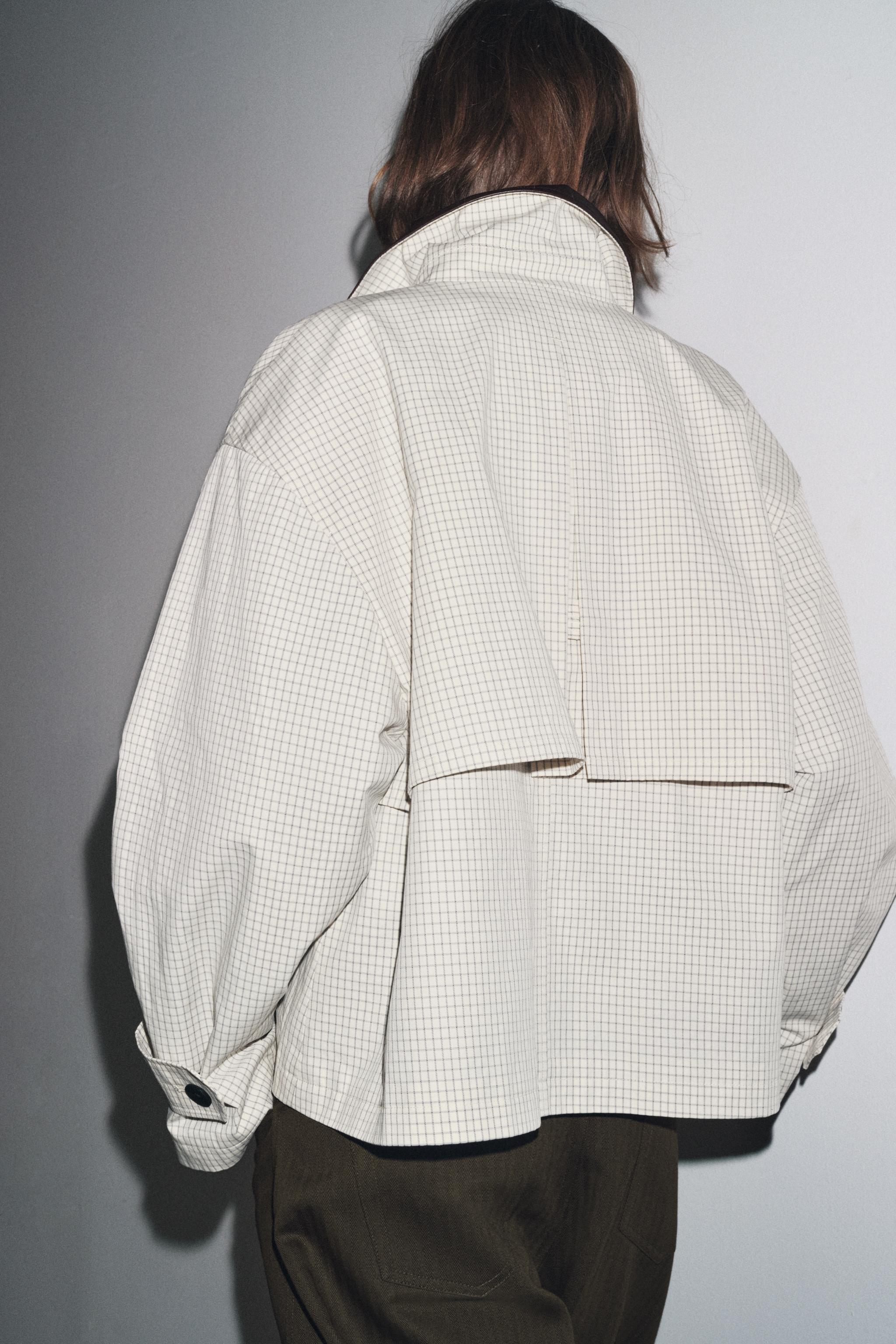 LEATHER COLLAR SHORT TRENCH COAT ZW COLLECTION