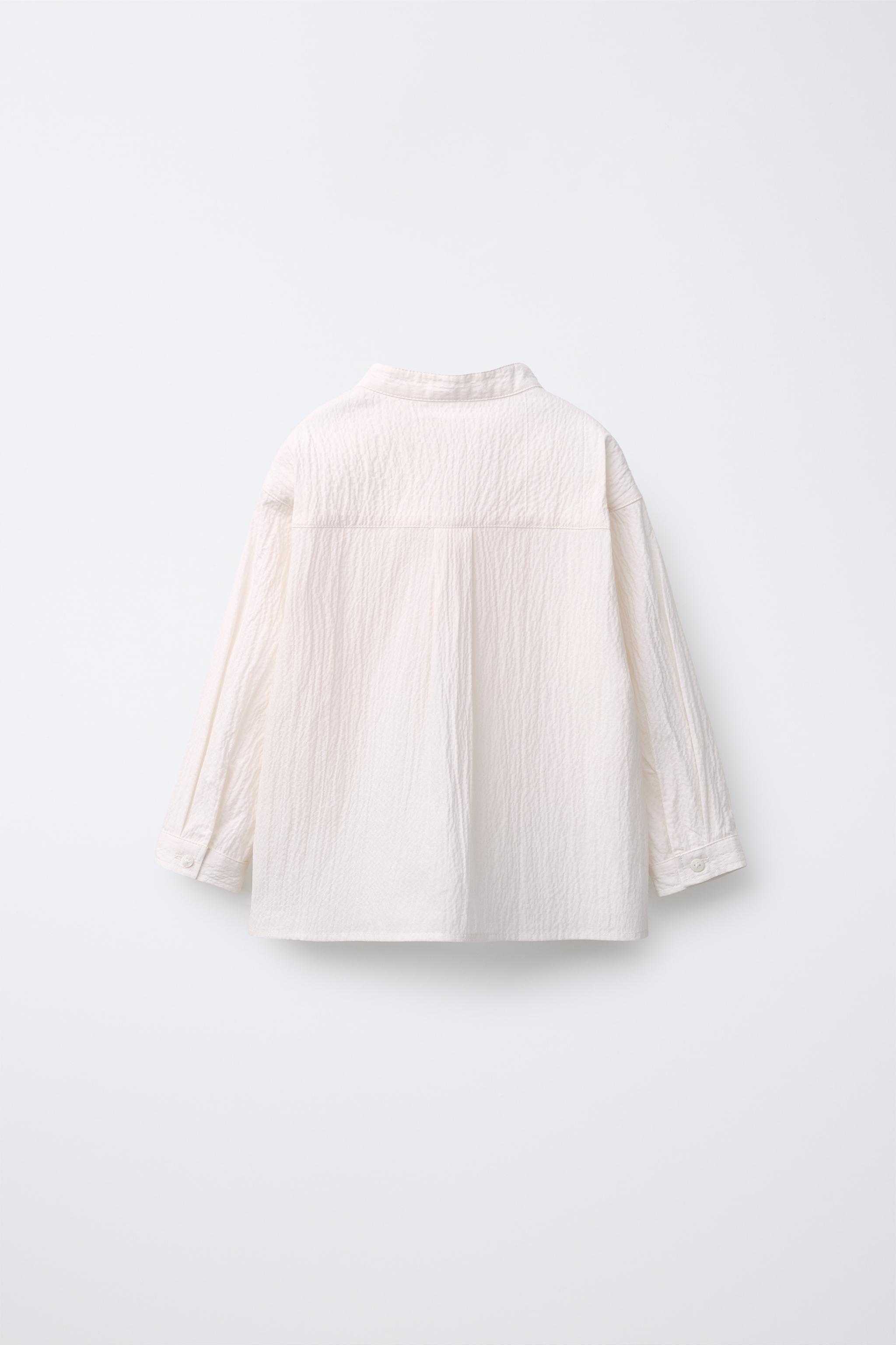 TEXTURED SHIRT WITH MANDARIN COLLAR