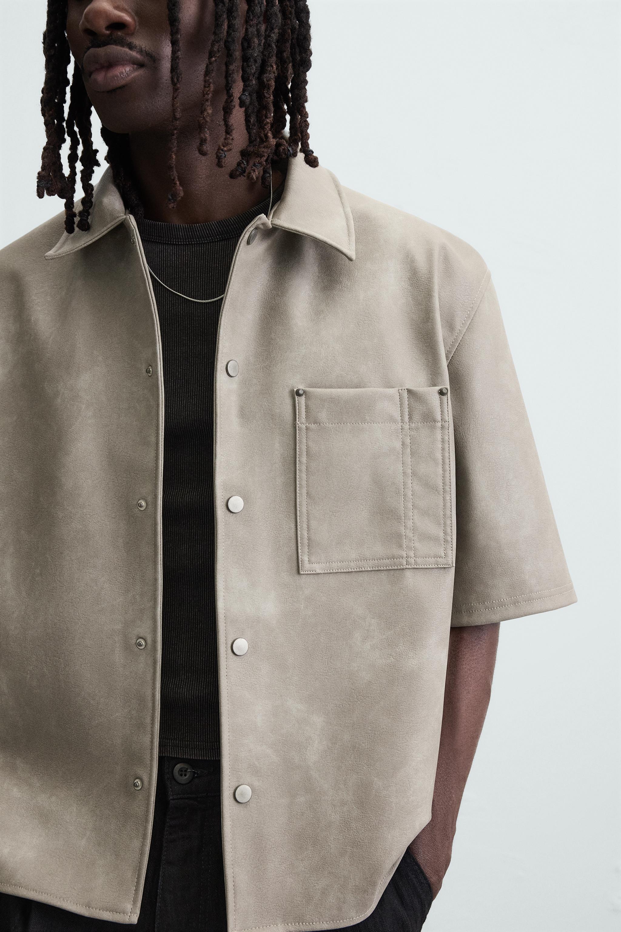 FAUX LEATHER OVERSHIRT