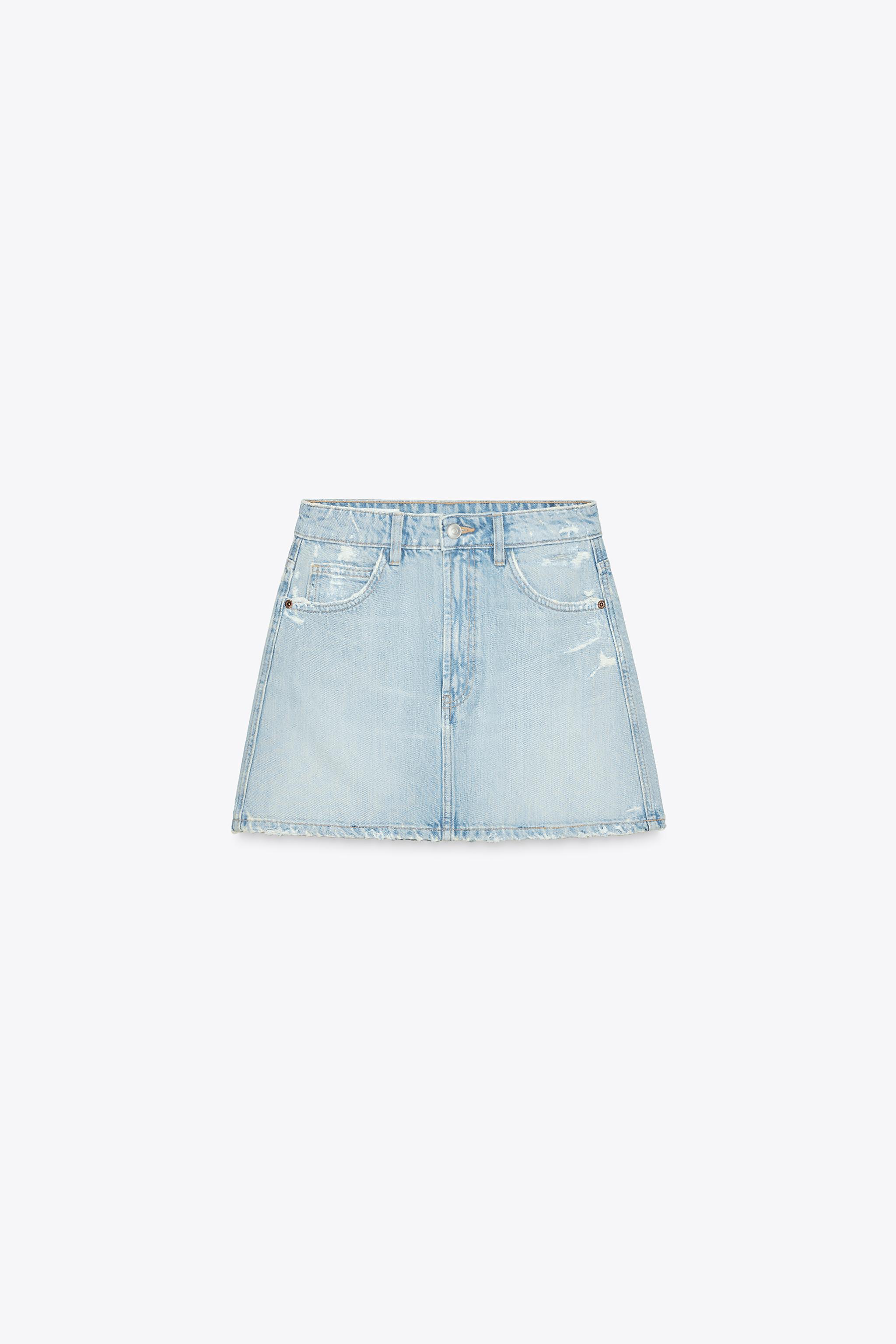 RIPPED TRF DENIM SKIRT