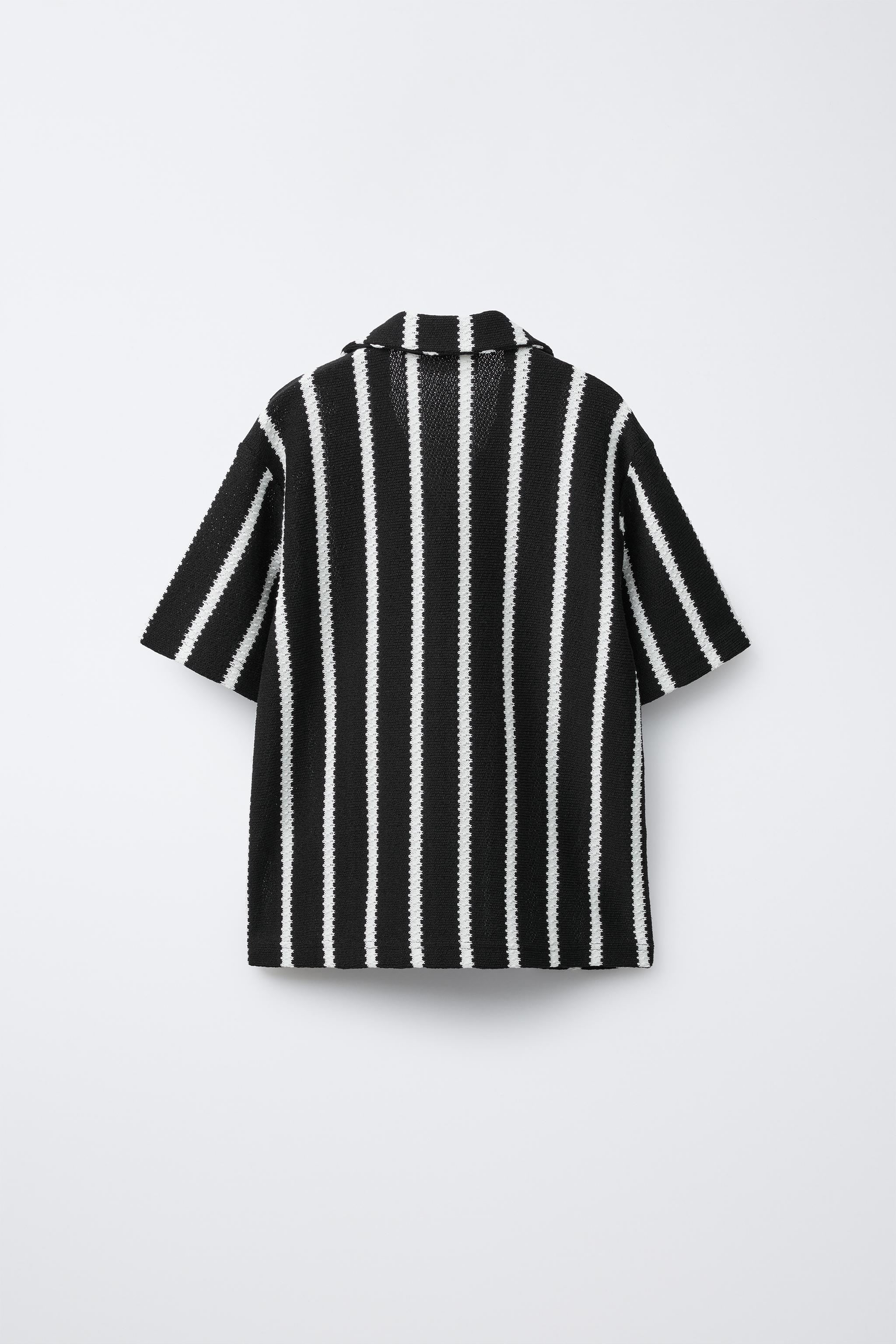 STRIPED TEXTURED BOWLING SHIRT