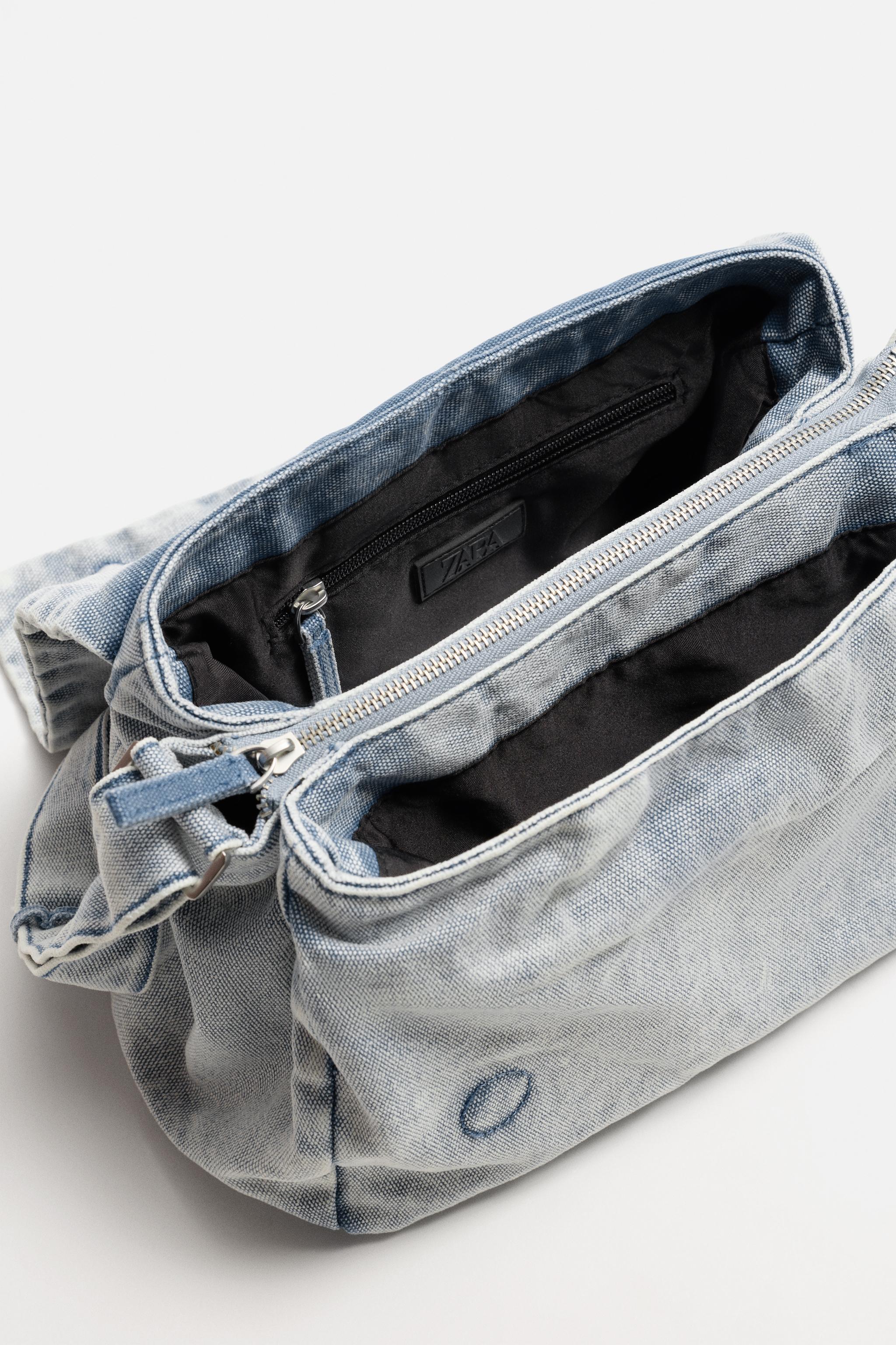 WASHED-EFFECT DENIM CROSSBODY BAG