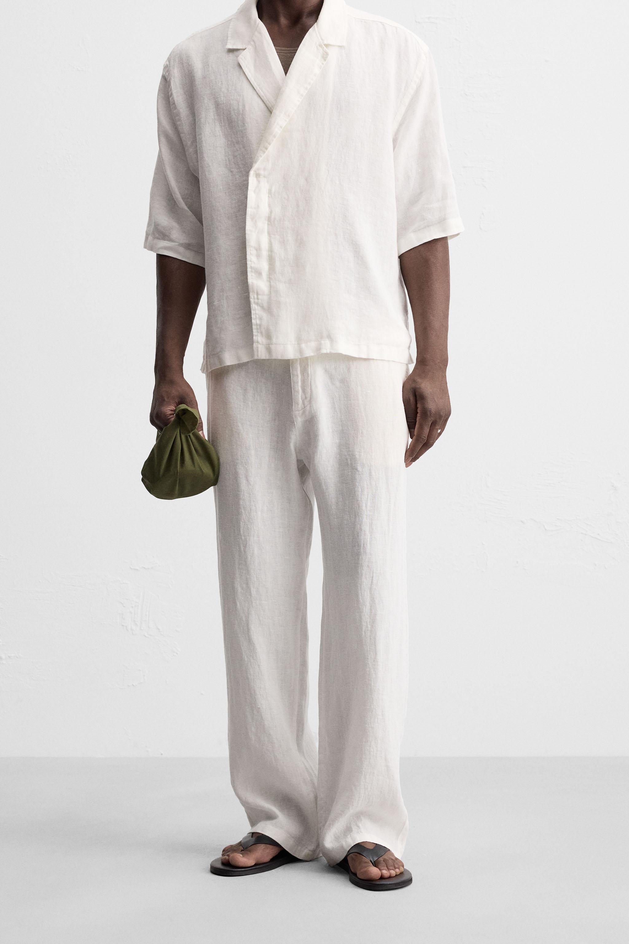 RELAXED FIT 100% LINEN PANTS