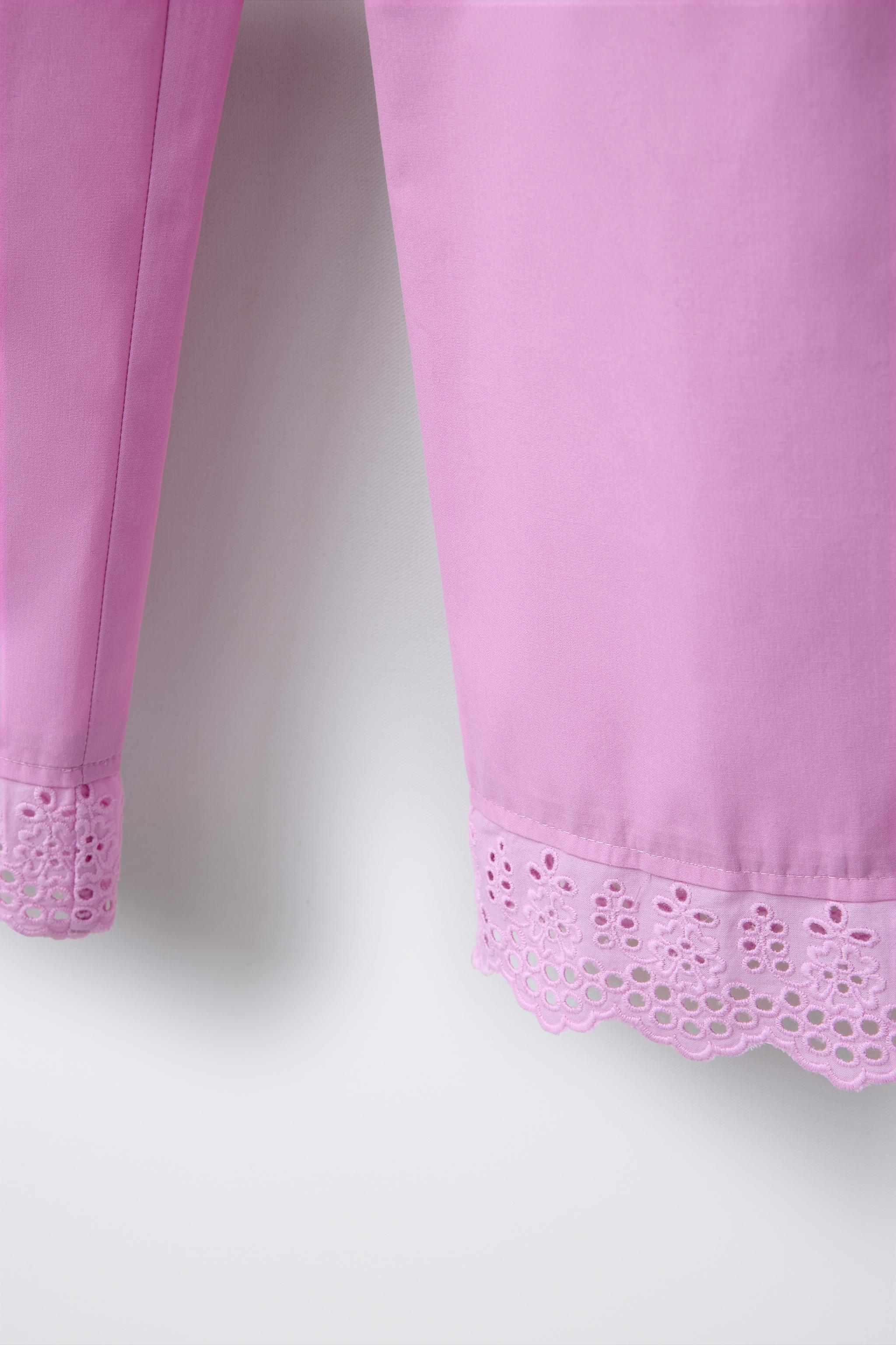 LACE HEM STRAIGHT LEG PANTS