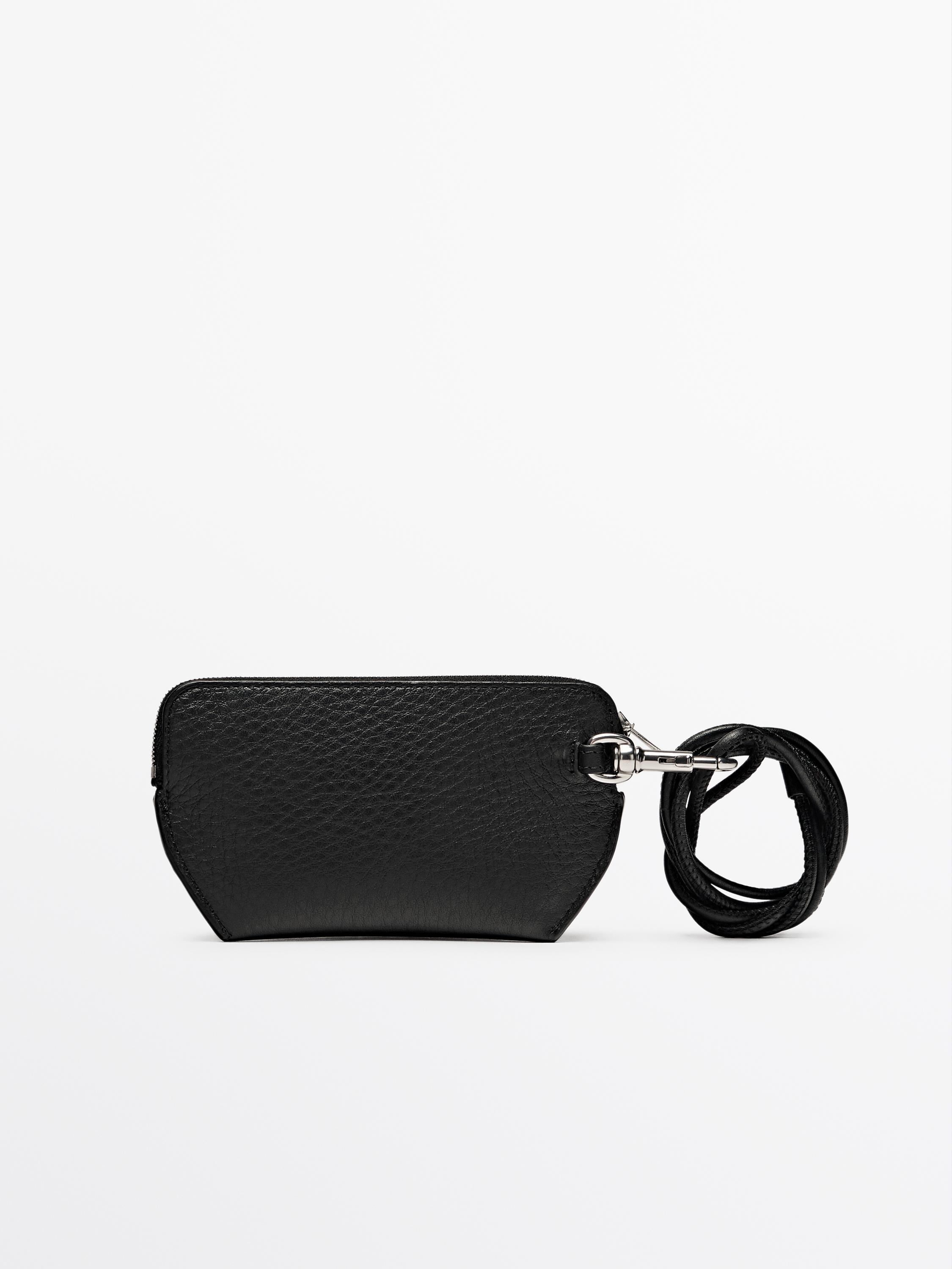 Nappa crossbody glasses case with purse