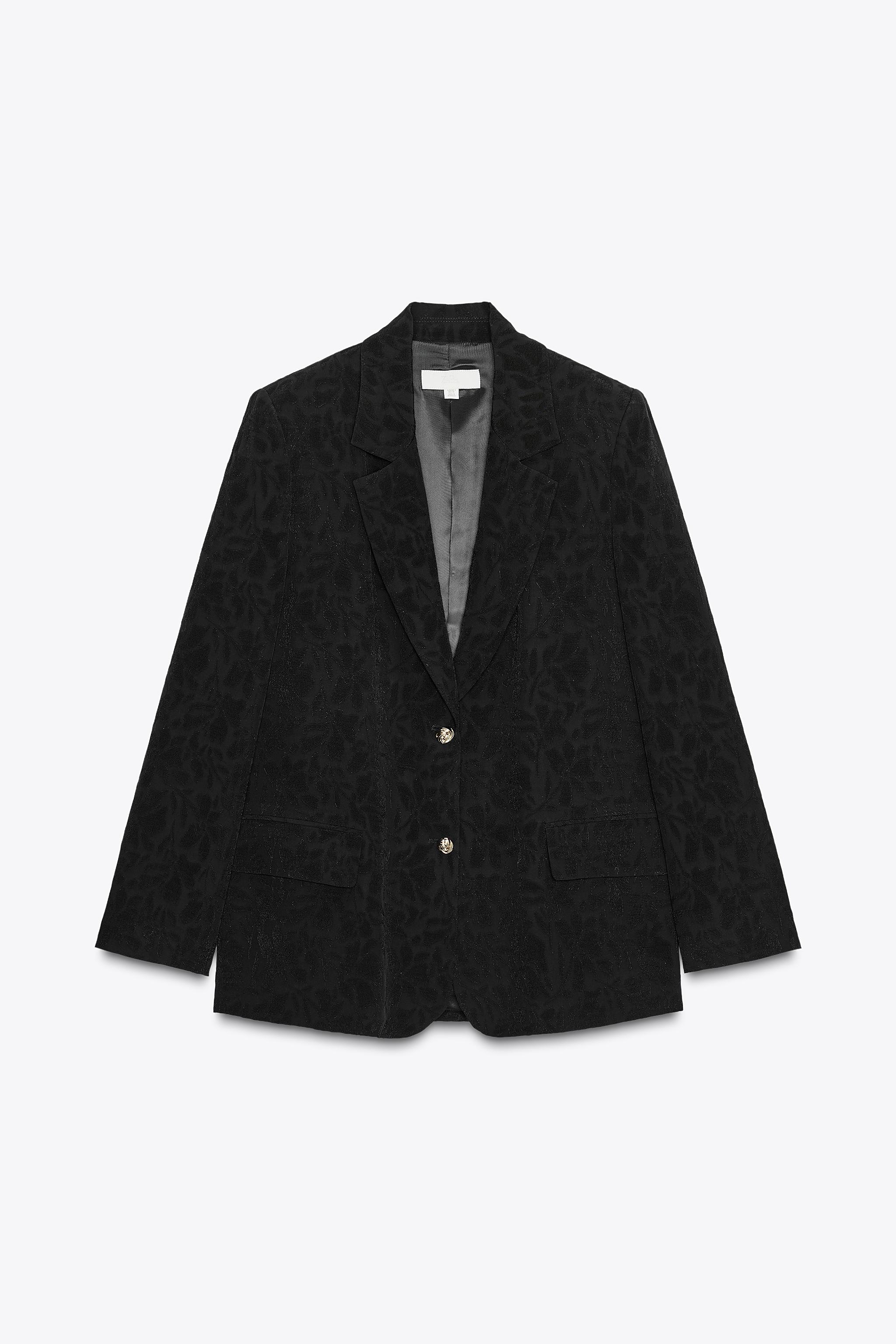 OVERSIZED JACQUARD BLAZER WITH SHOULDER PADS
