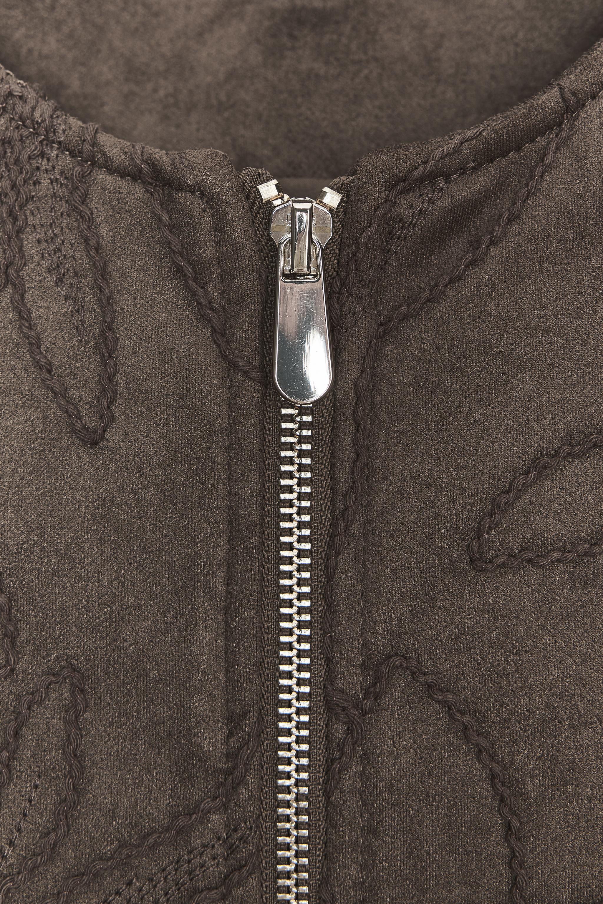 EMBROIDERED FAUX SUEDE BOMBER JACKET