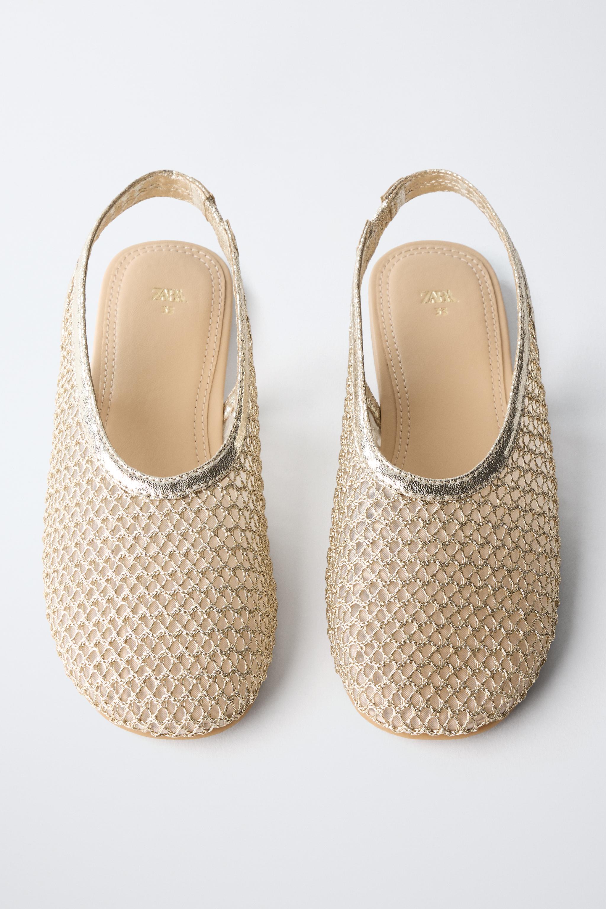 GOLD SLINGBACK BALLET FLATS