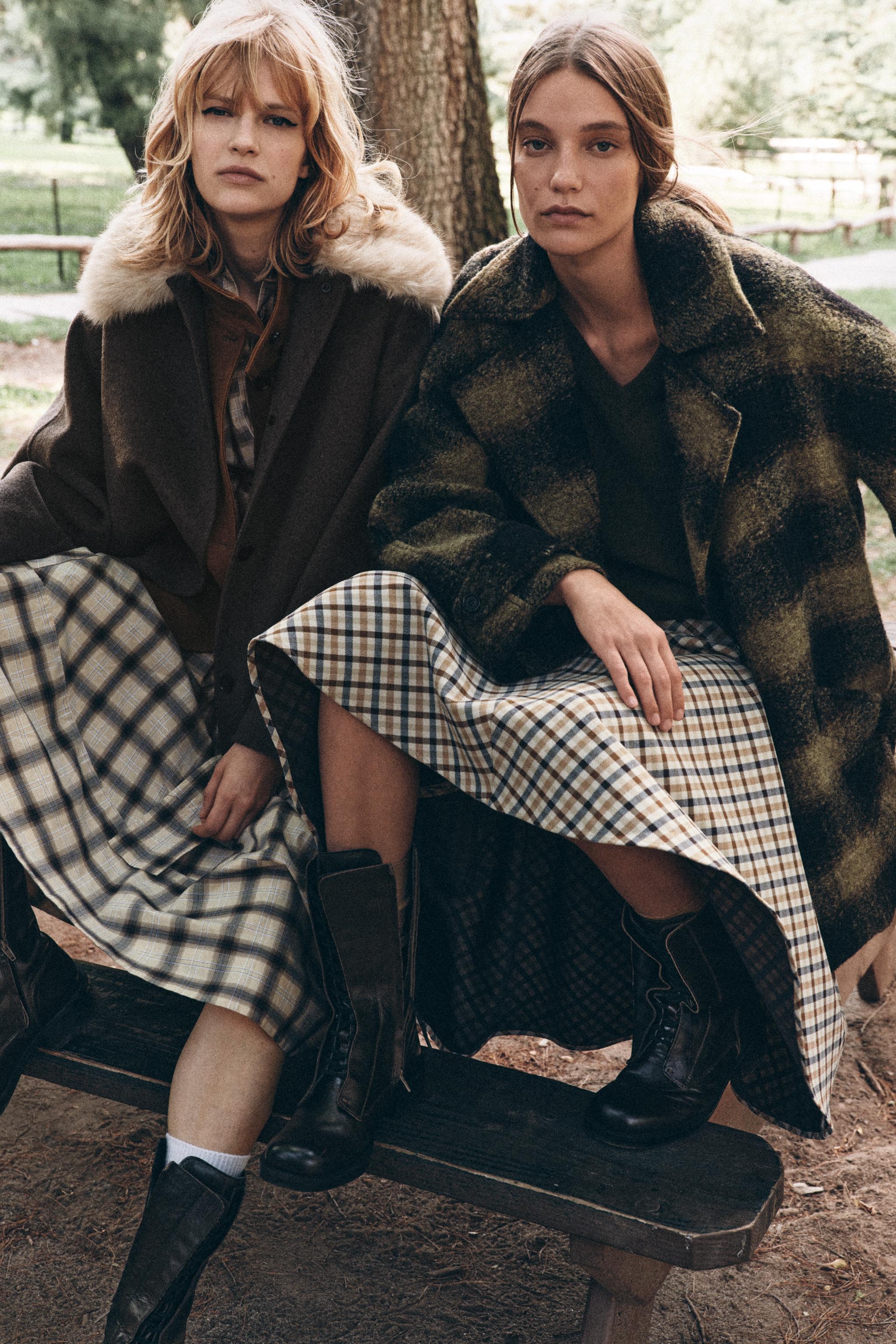 PLAID WOOL BLEND COAT ZW COLLECTION LIMITED EDITION