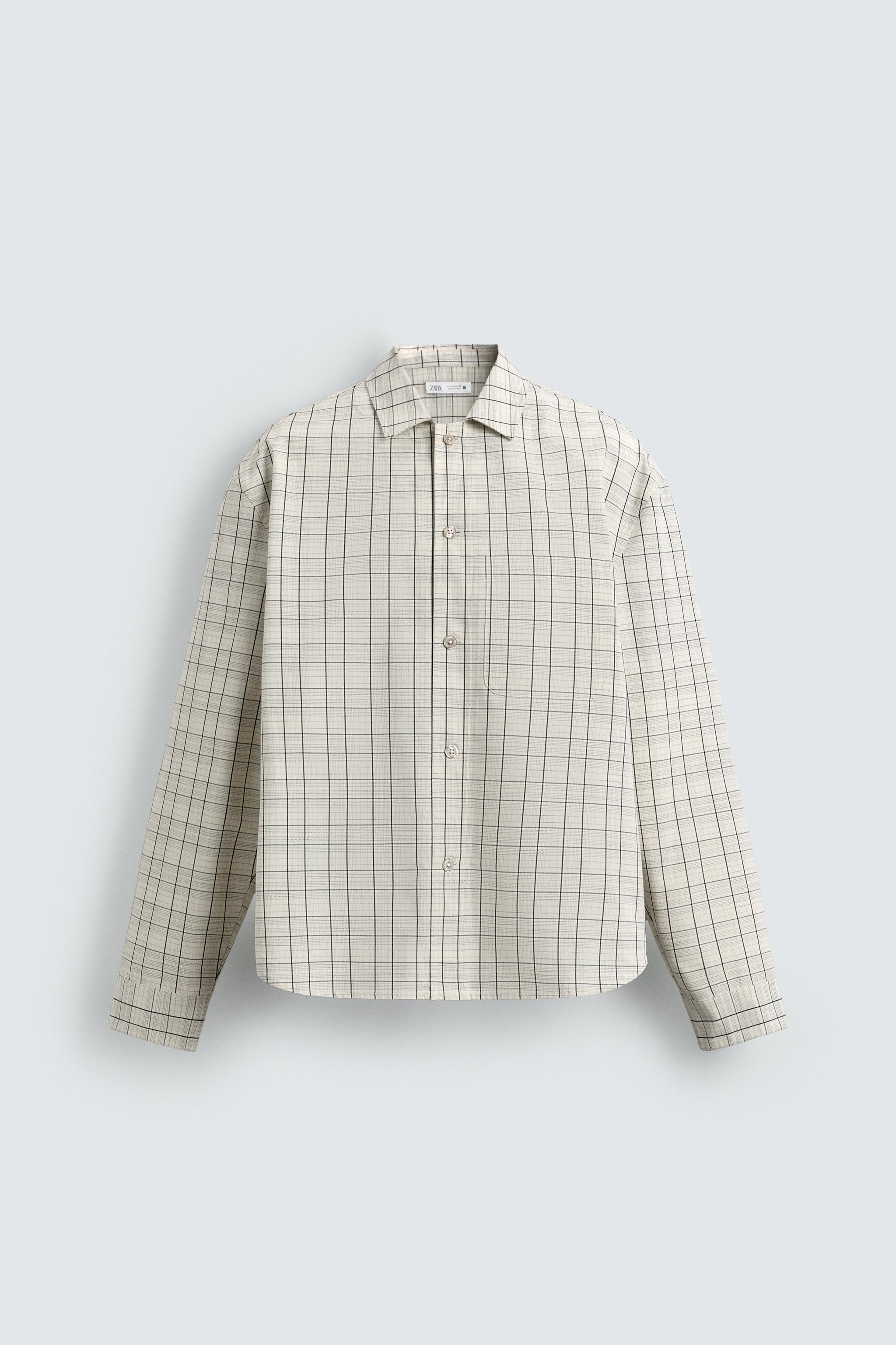TEXTURED PLAID OVERSHIRT