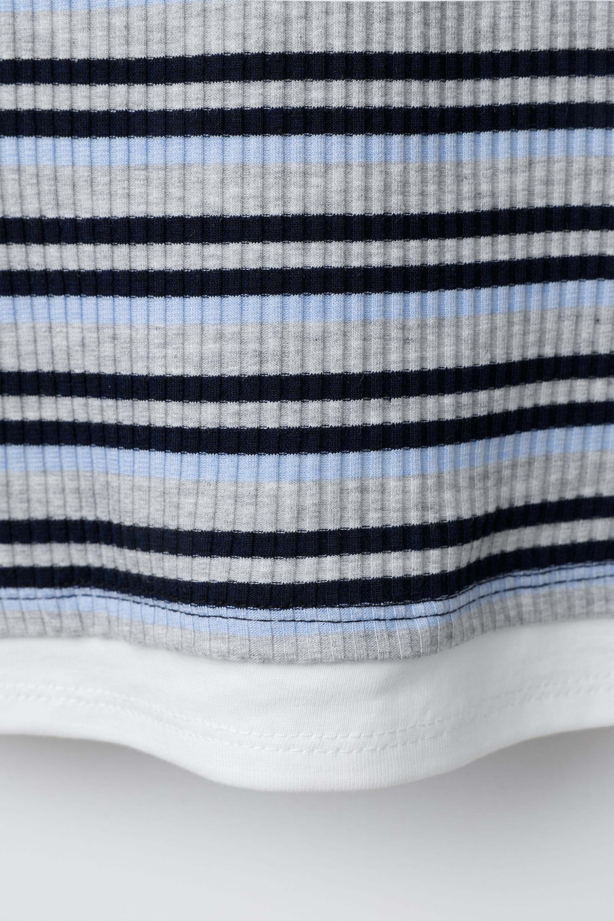 STRIPED DOUBLE HEM T-SHIRT