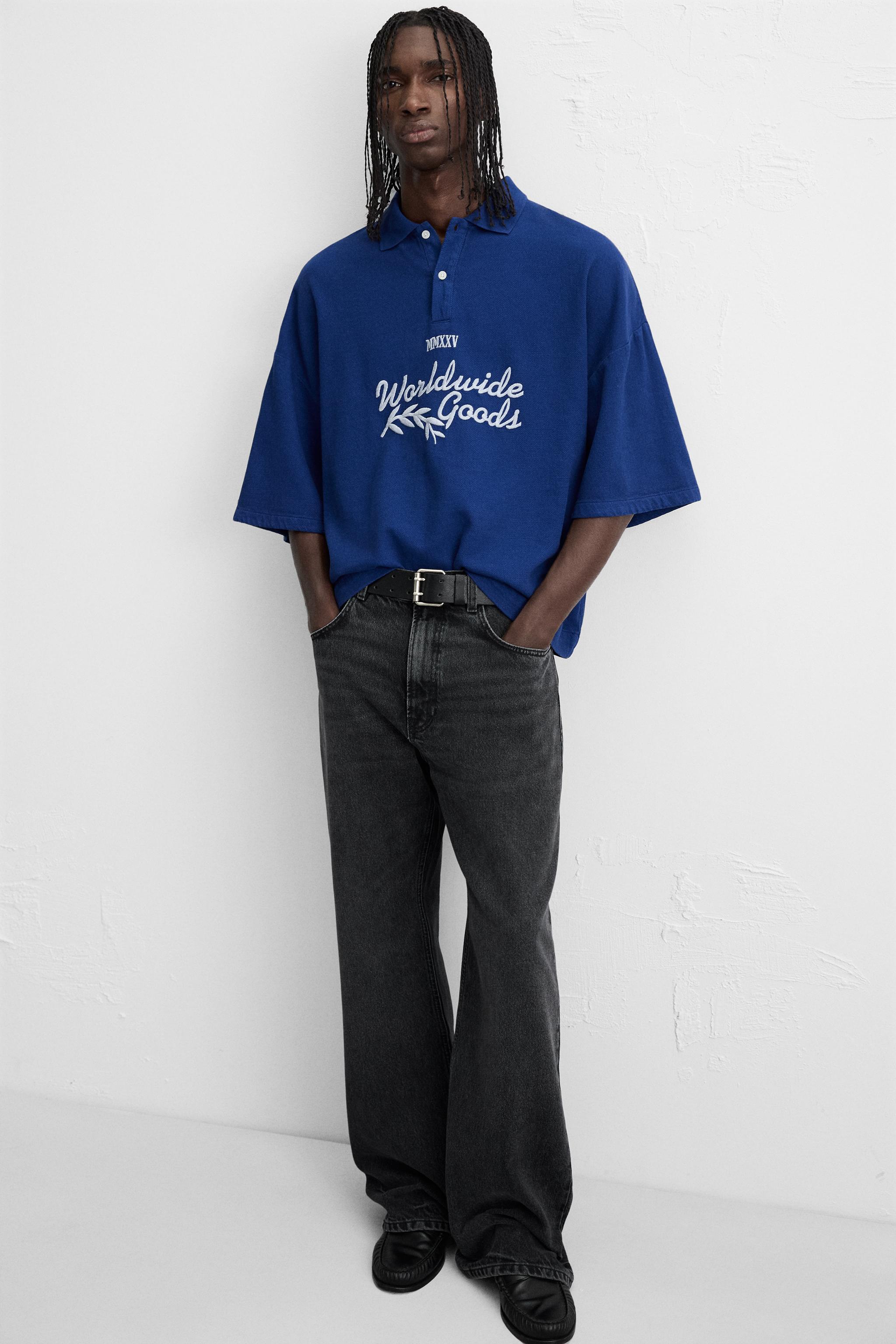 EMBROIDERED TEXT POLO SHIRT