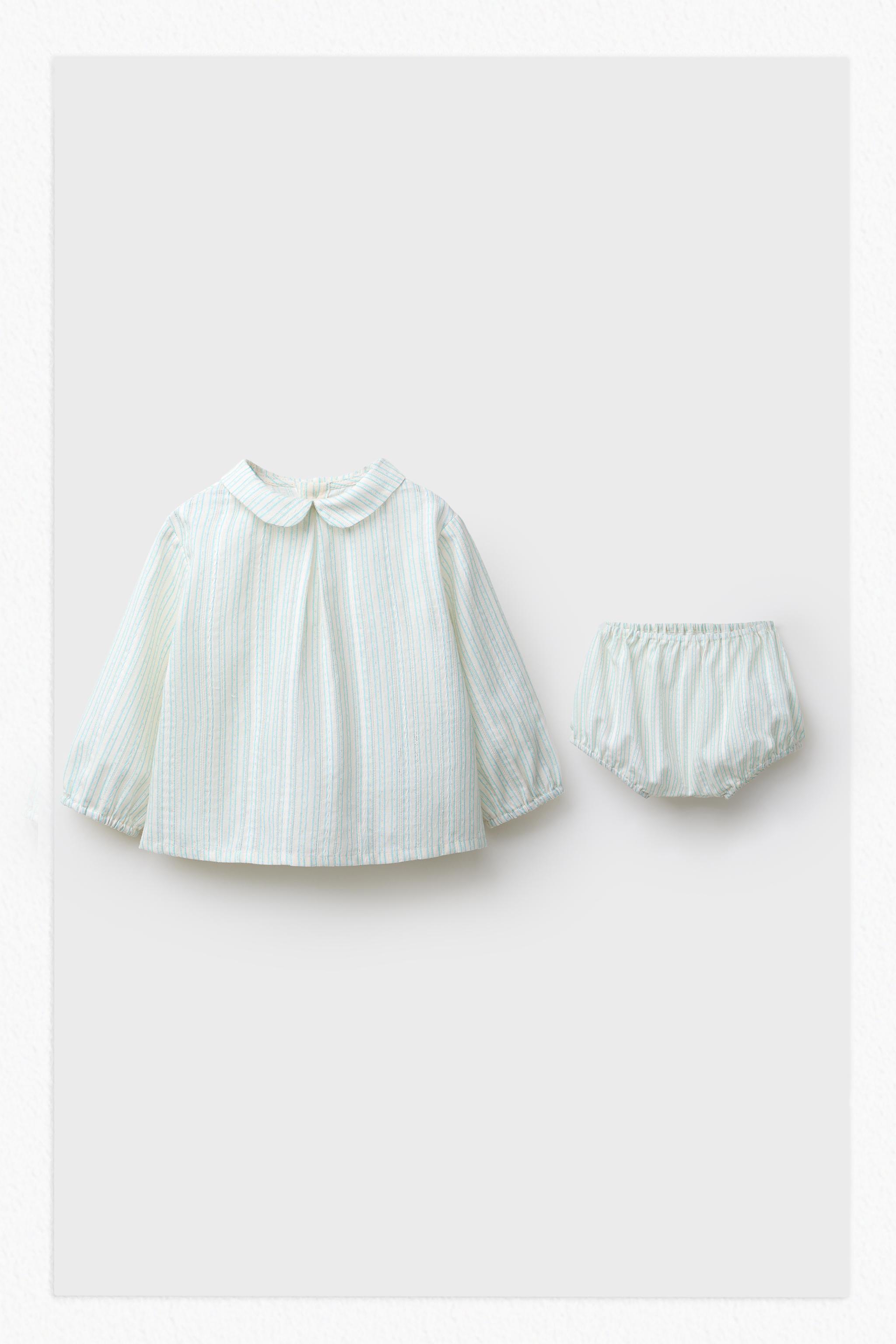 STRIPED JACQUARD SHIRT AND BLOOMERS SET