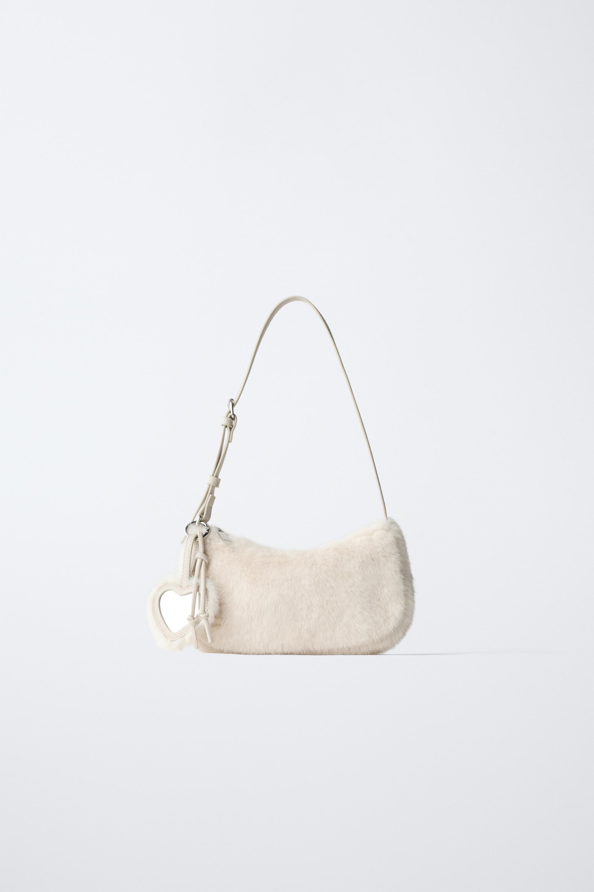 FAUX FUR SHOULDER BAG WITH CHARM