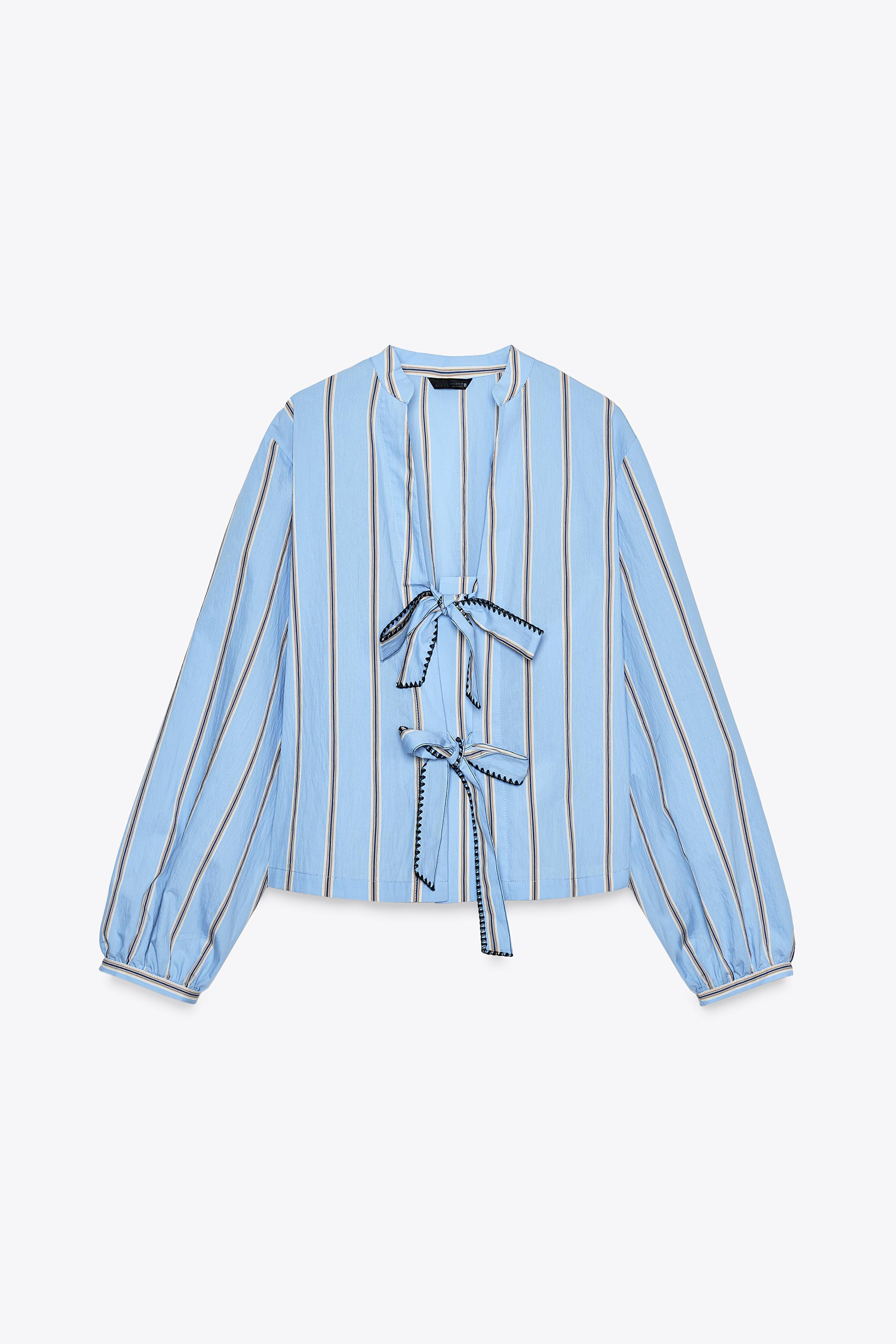 STRIPED POPLIN SHIRT WITH TIES