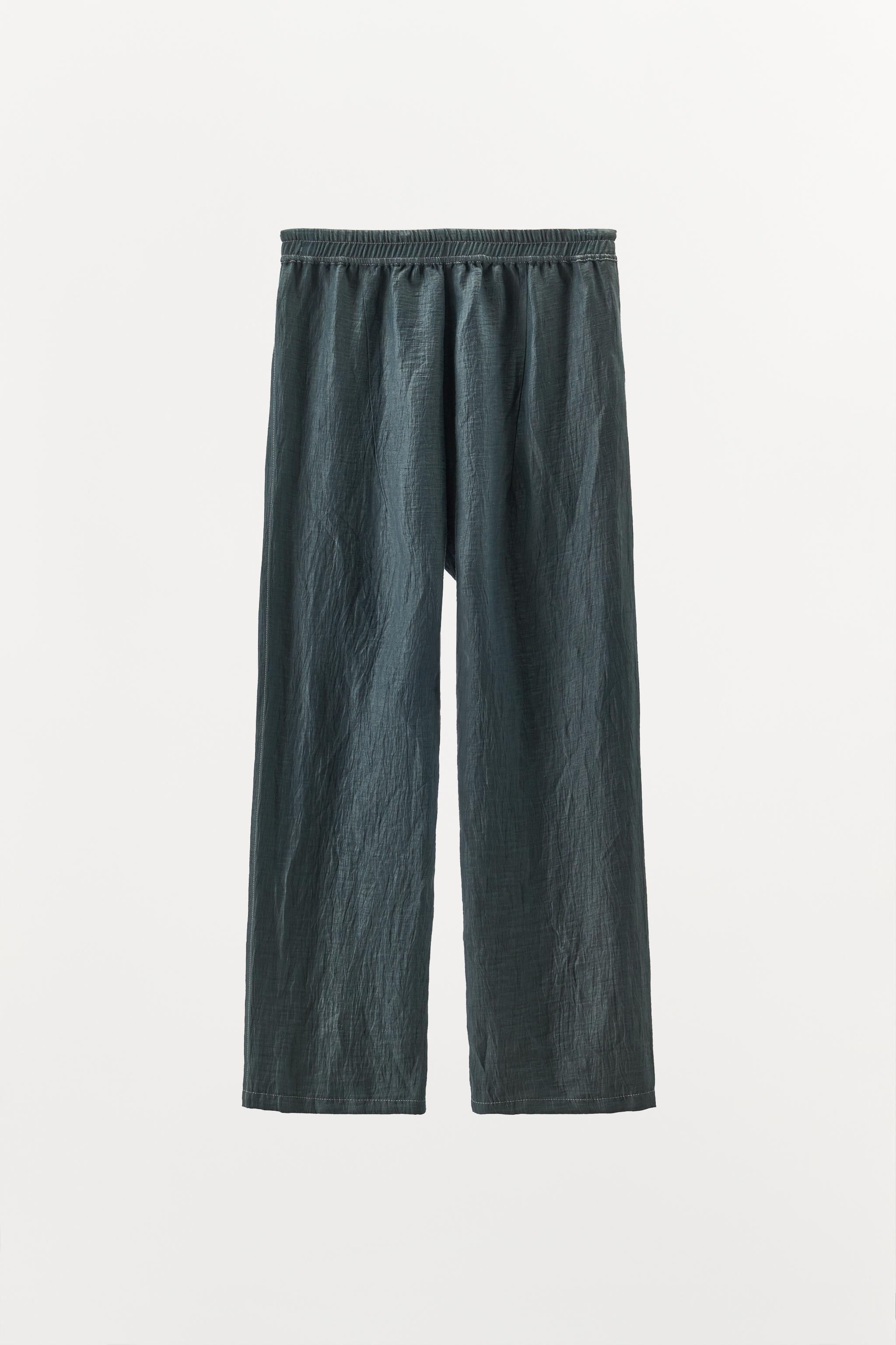 LINEN PANTS WITH CONTRAST STITCHING