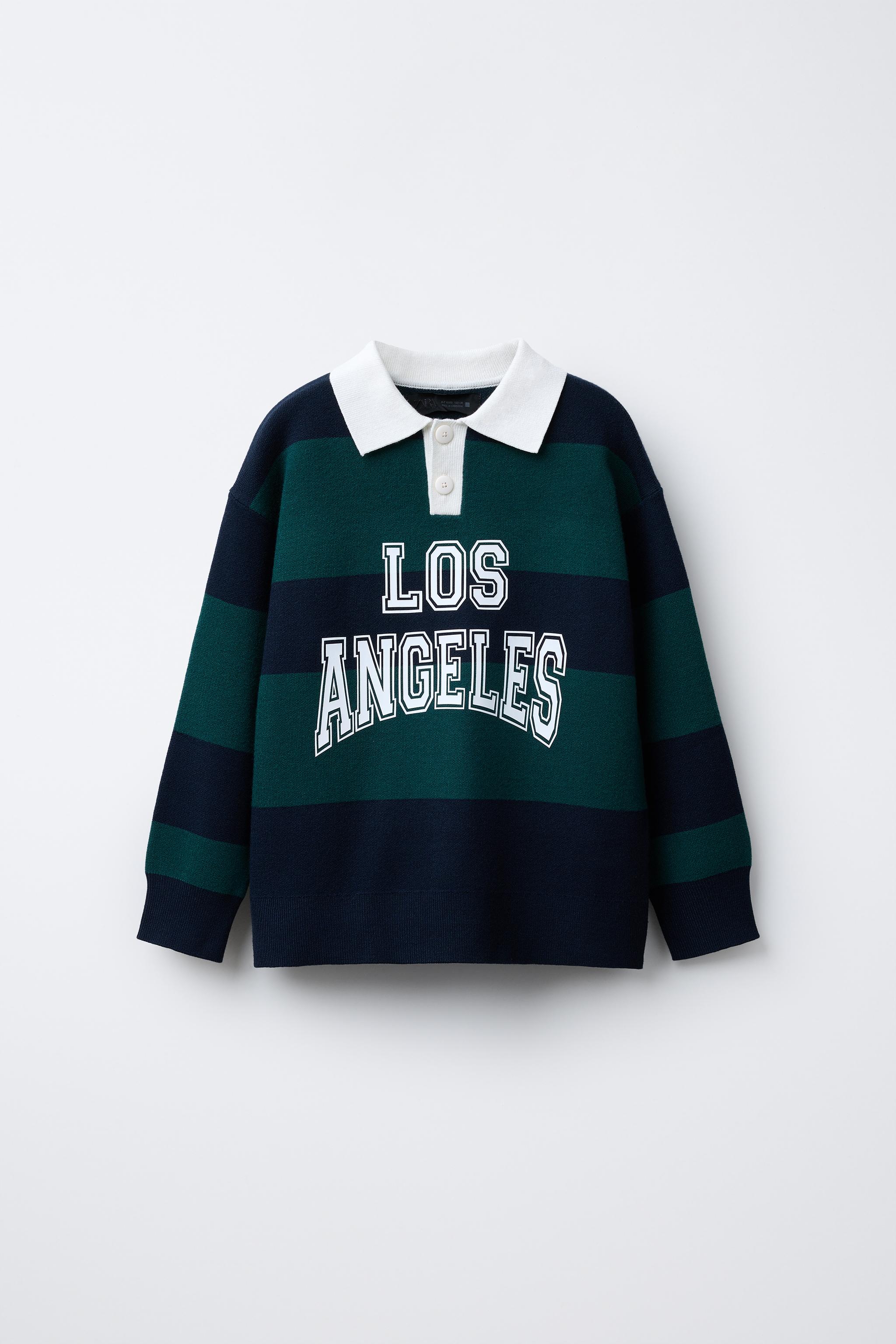 STRIPED VARSITY KNIT POLO SWEATER