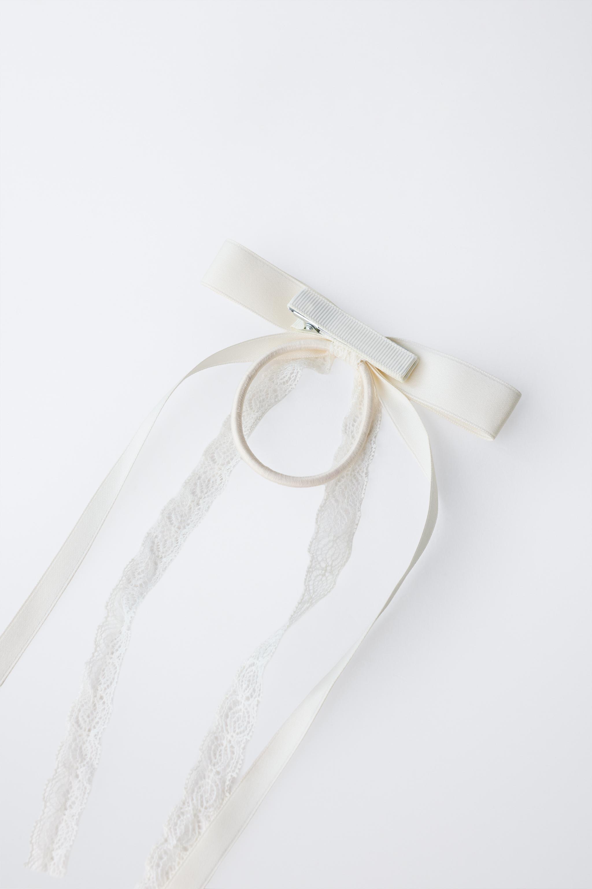 LACE AND PLAIN BOW BOBBY PIN HAIR TIE