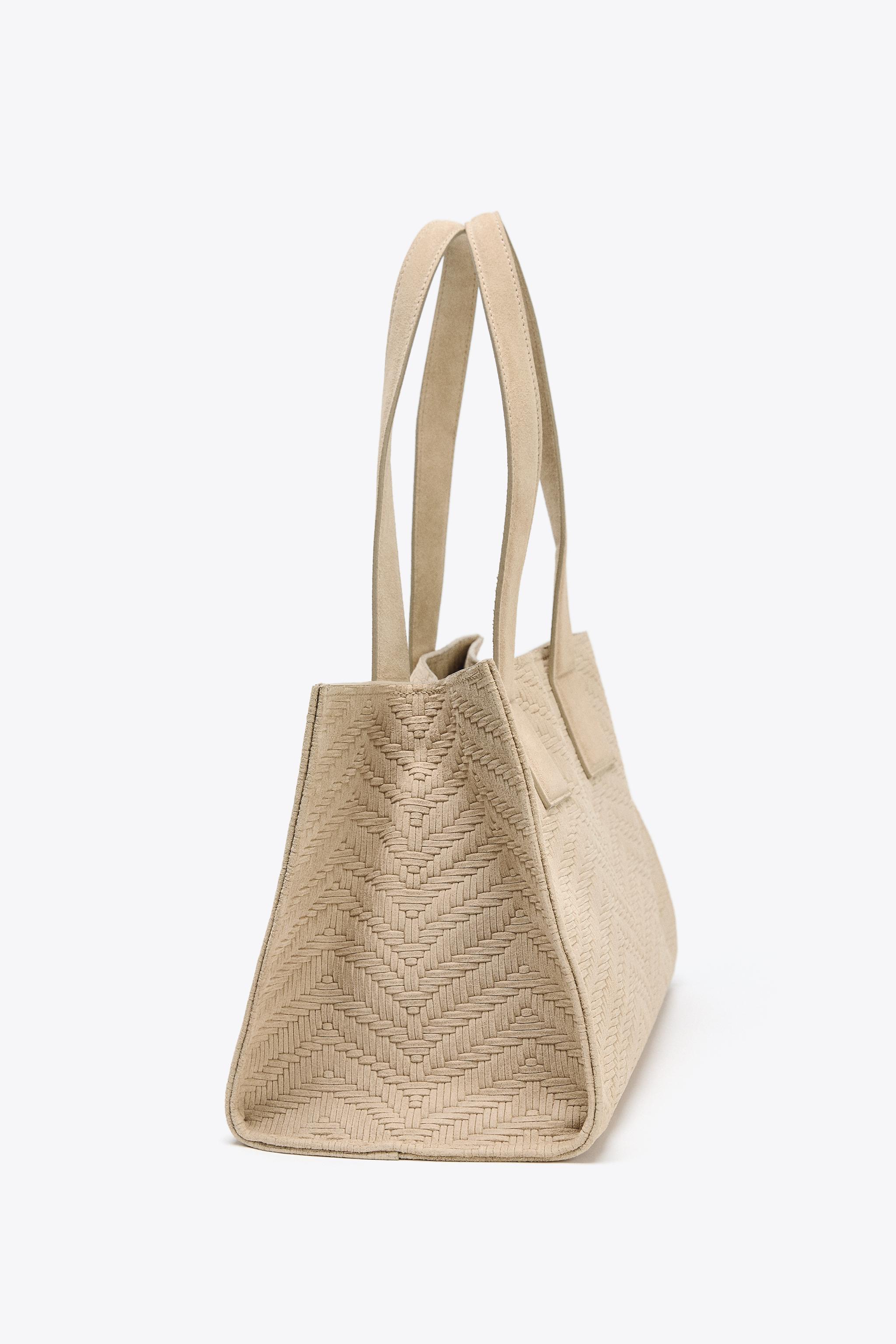 BRAIDED SPLIT LEATHER SHOPPER BAG