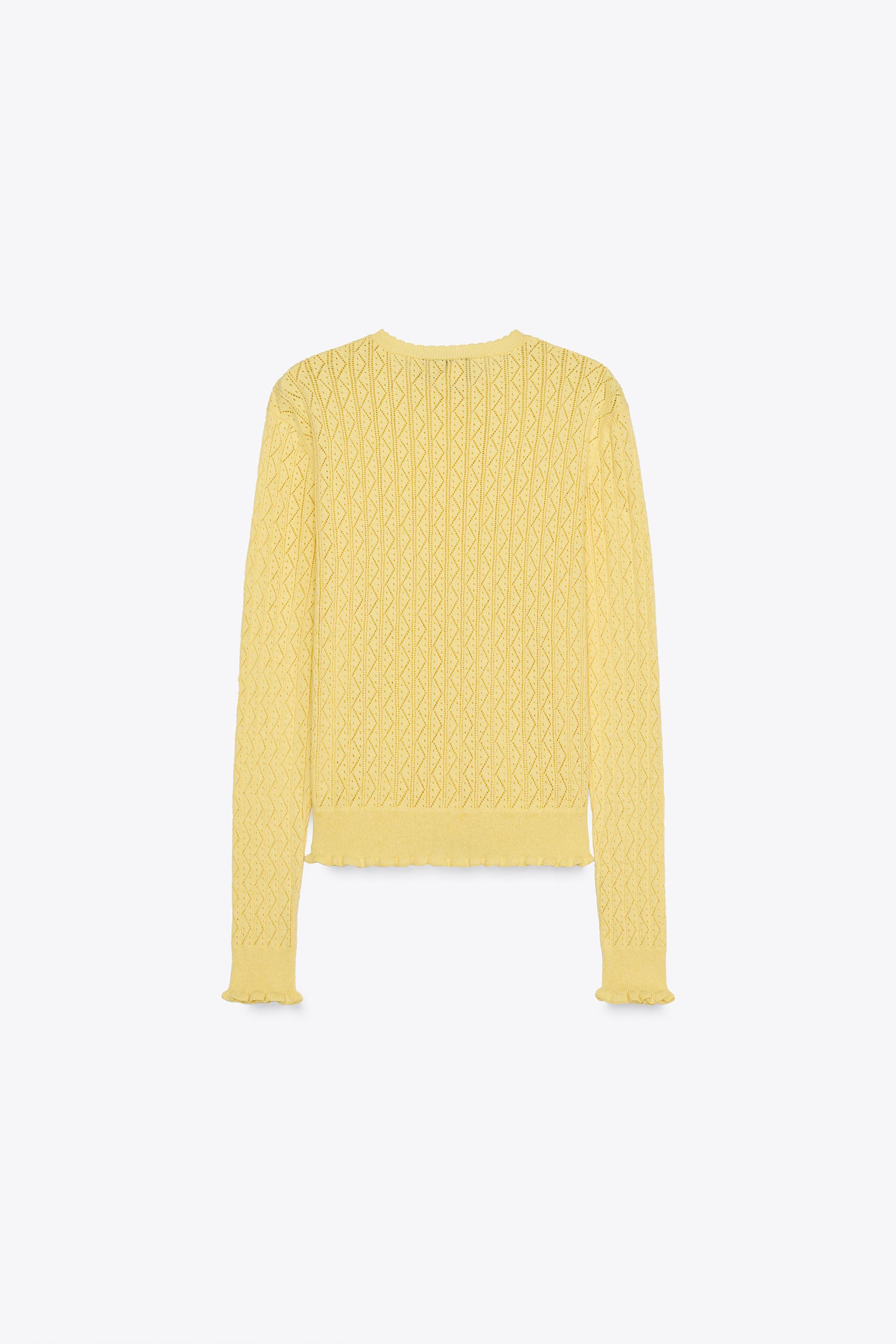 POINTELLE RUFFLED CARDIGAN