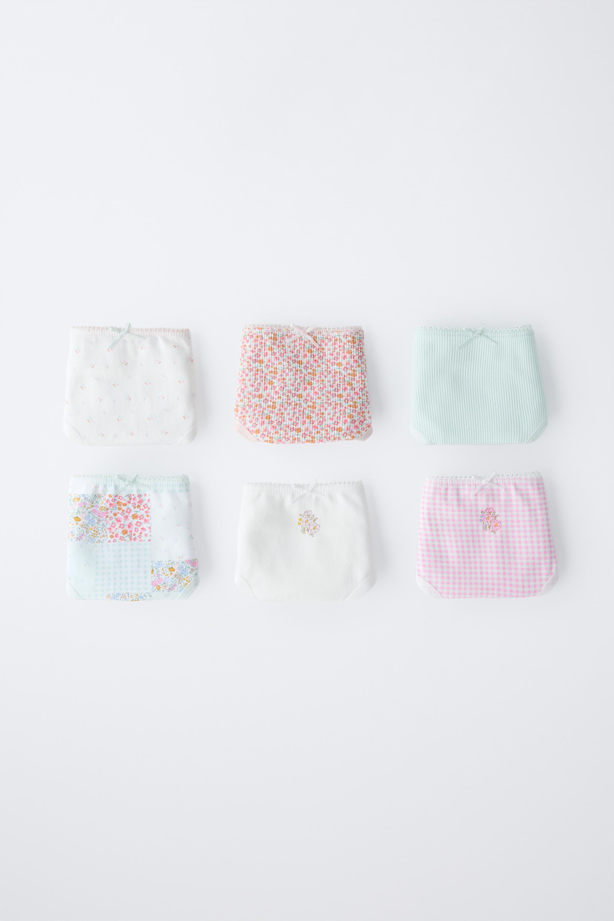 2-6 YEARS/ SIX-PACK OF RIBBED PATCHWORK AND FLORAL UNDERWEAR