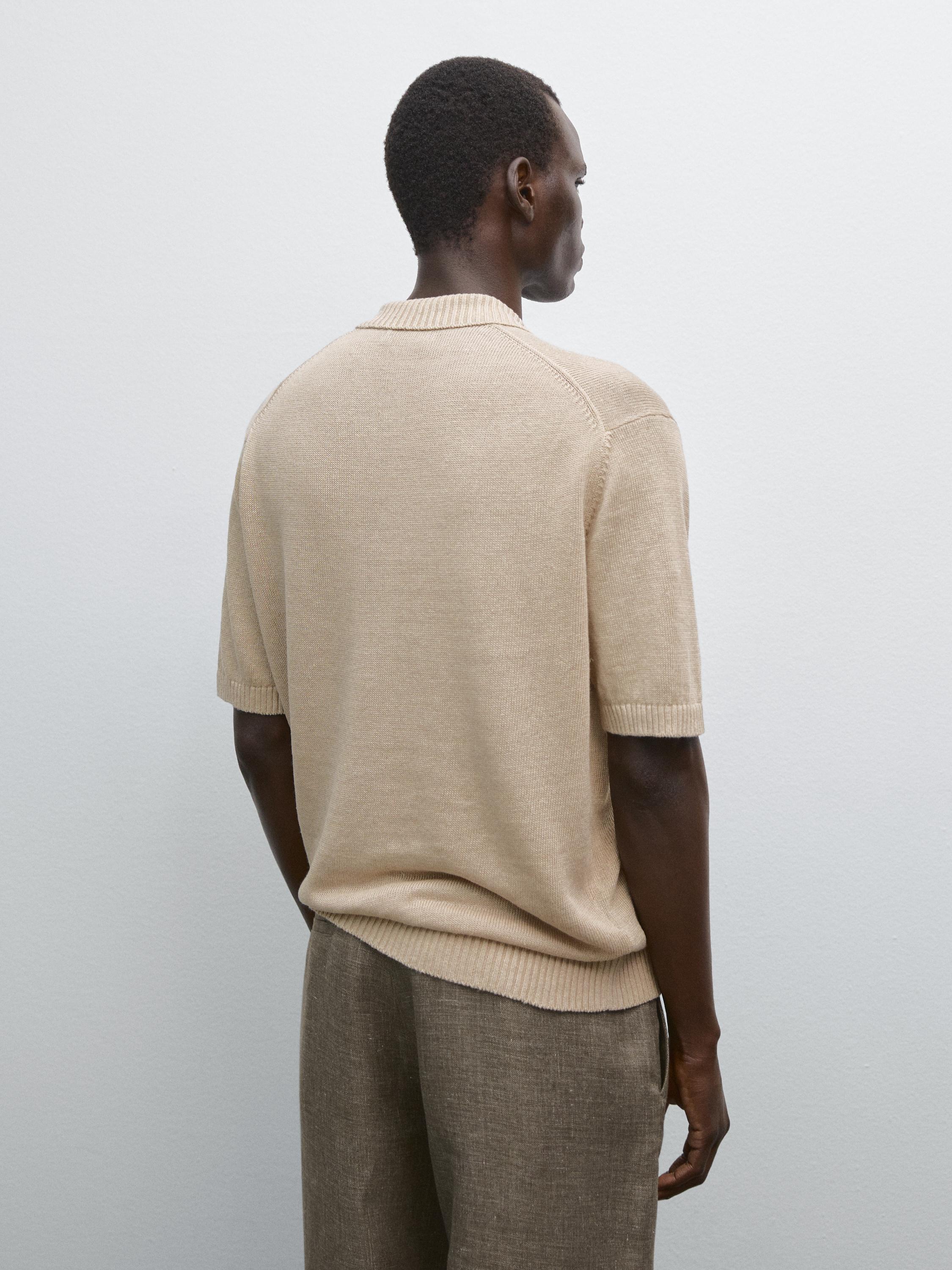 Knit V-neck polo shirt