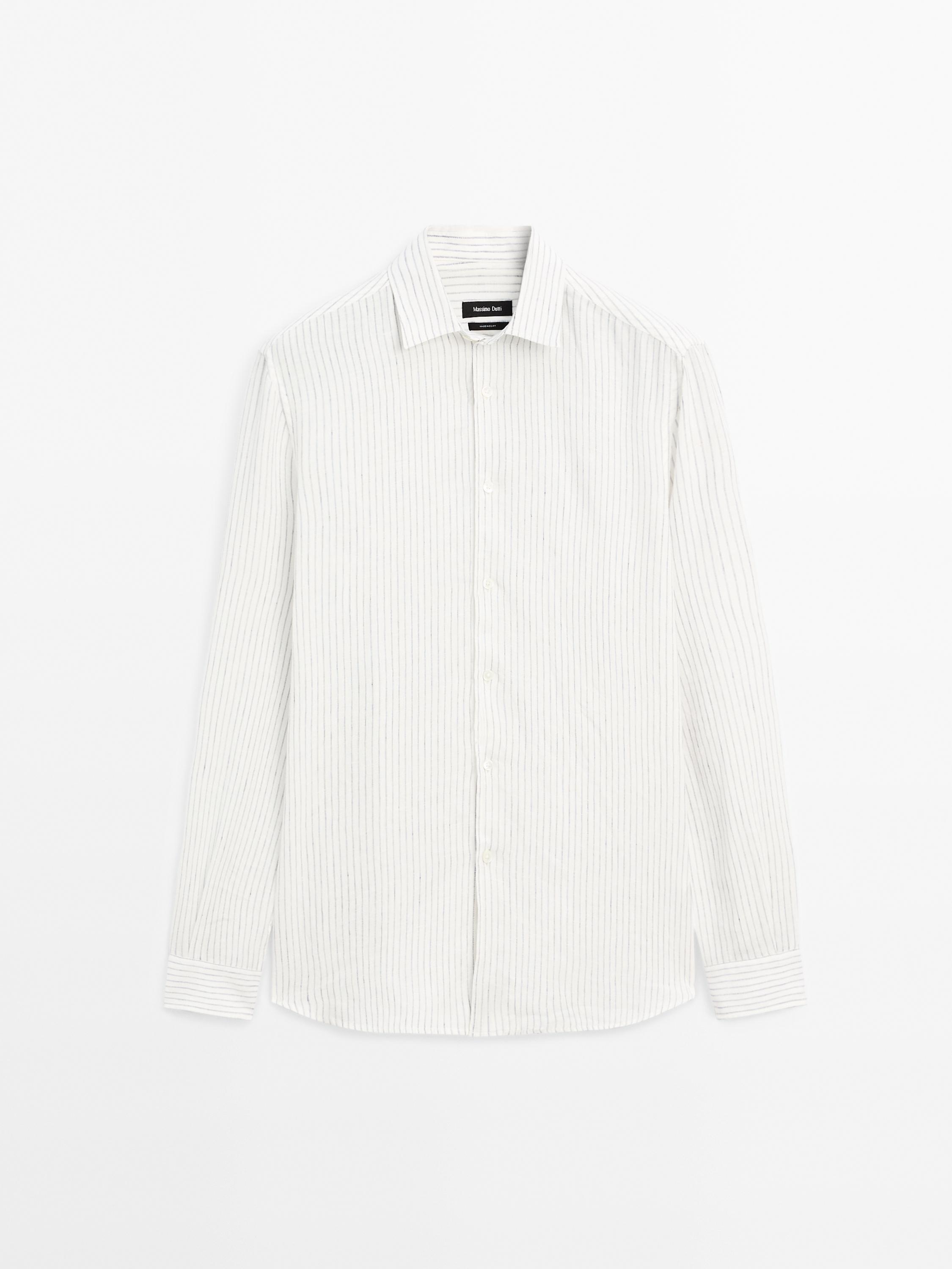 Striped slim fit linen shirt