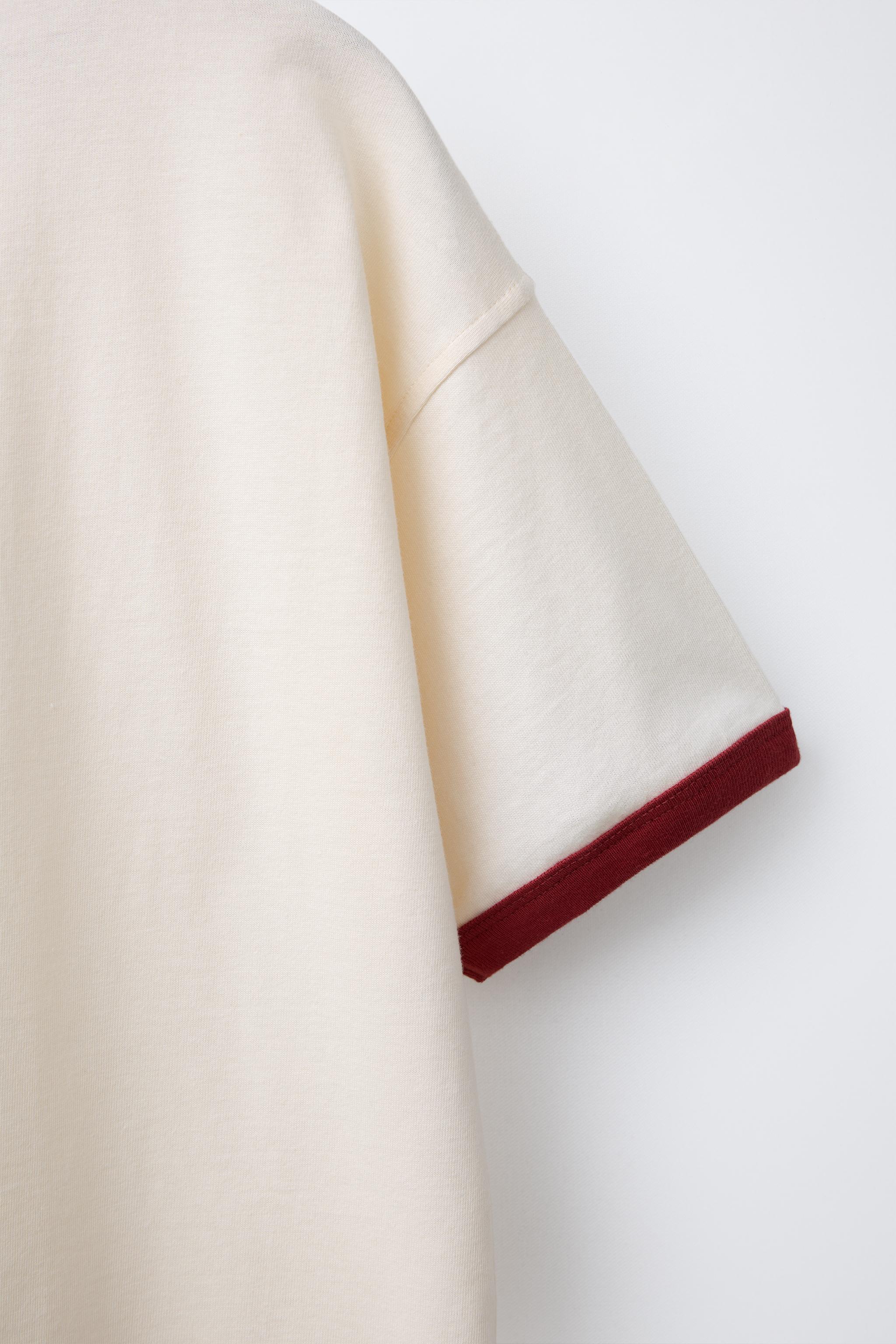 CONTRAST EMBROIDERED T-SHIRT