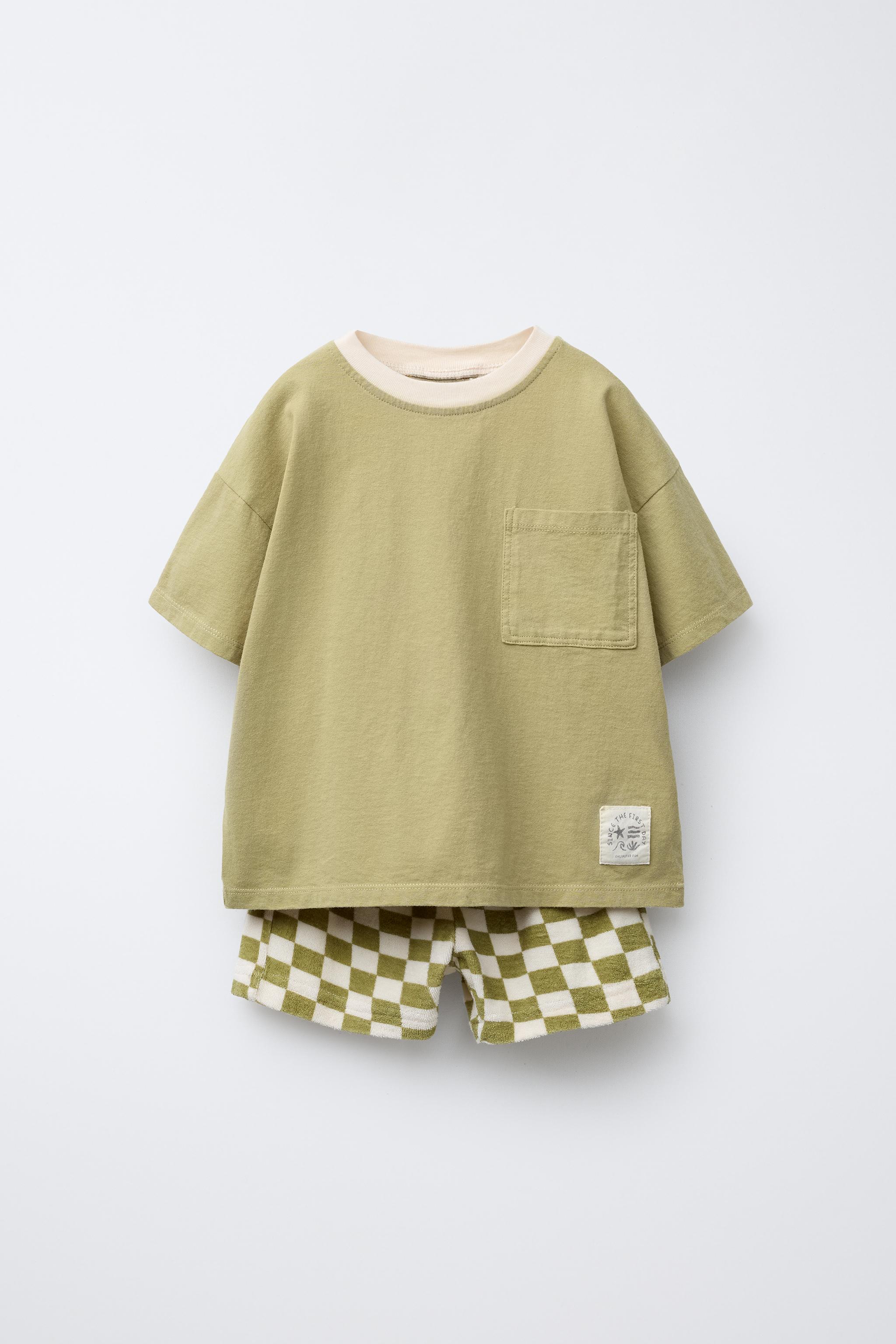 CHECKERBOARD T-SHIRT AND BERMUDA JOGGING SET