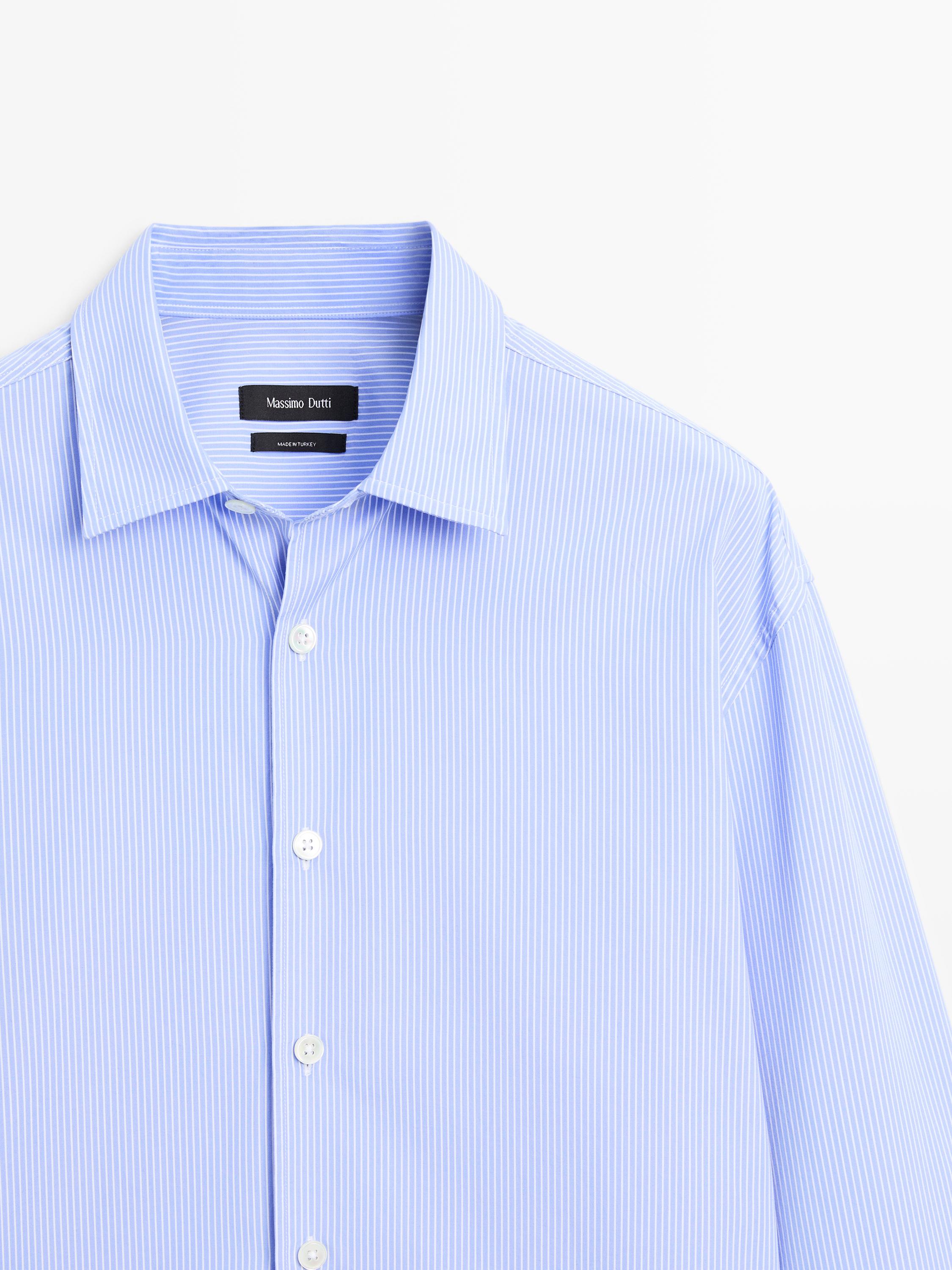 Regular fit striped poplin shirt